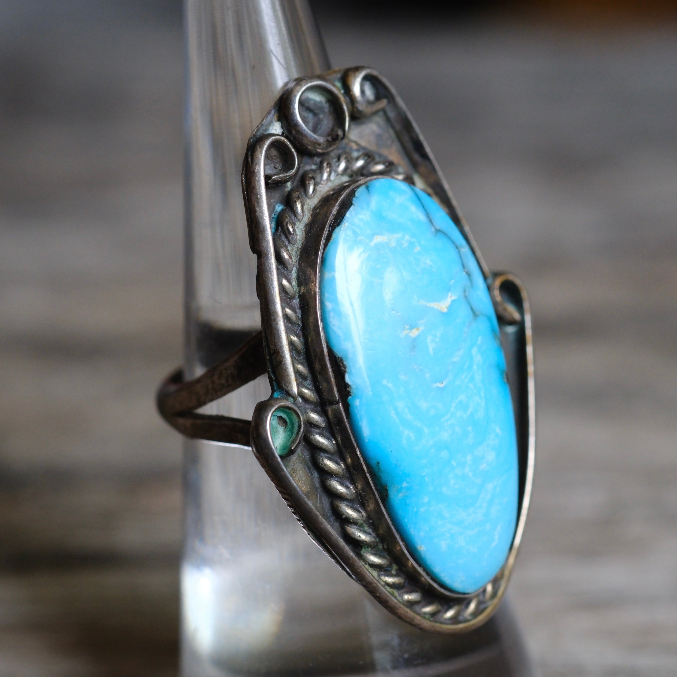 Vintage Sterling Turquoise Ring 6.5