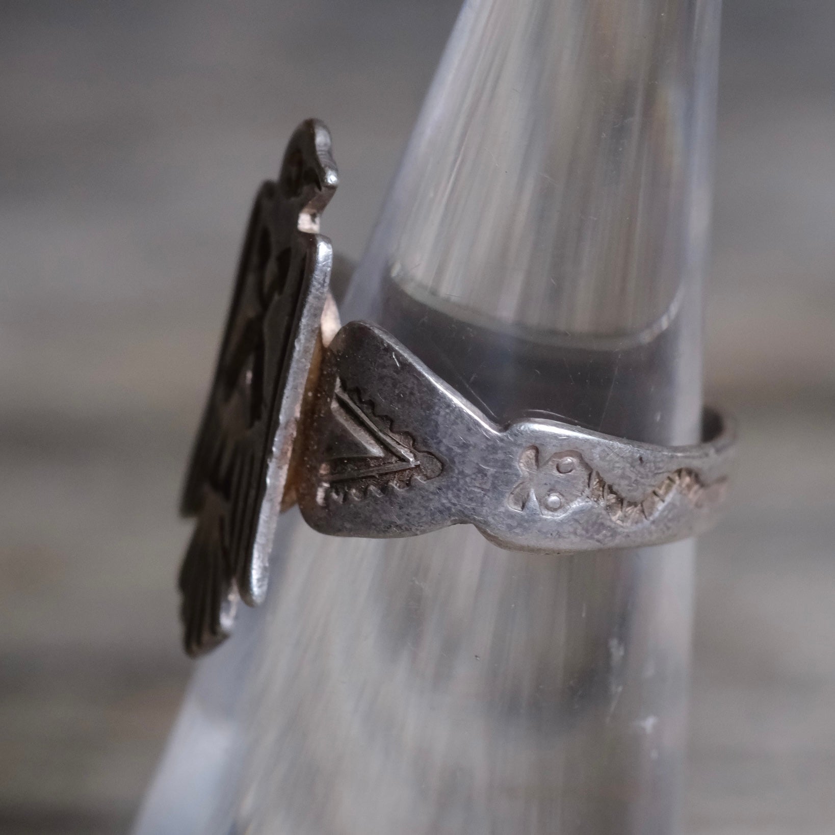 Vintage Sterling Silver Thunderbird Stamped Band Ring 4.25