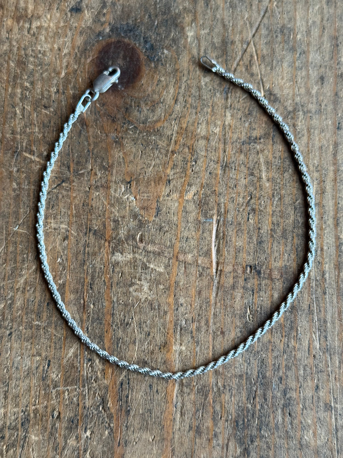 Vintage Sterling Silver Rope Chain Bracelet