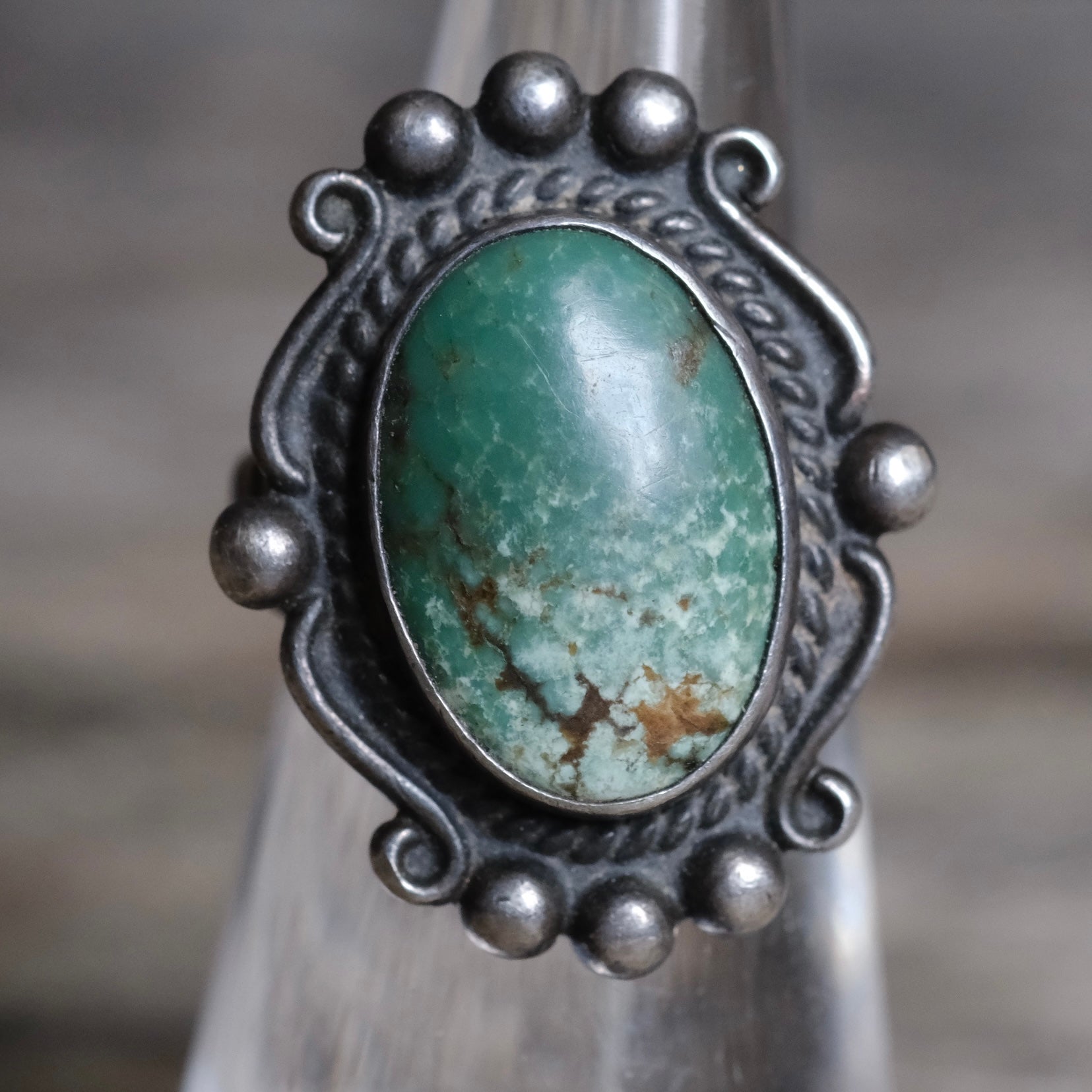 Vintage Sterling Turquoise Ring 4.5