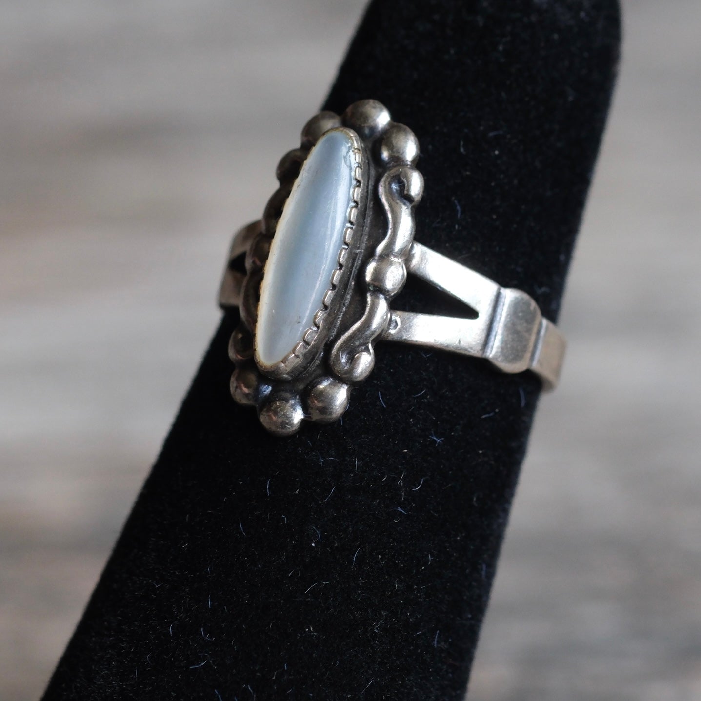 Vintage Sterling Mother Of Pearl Ring 3.75