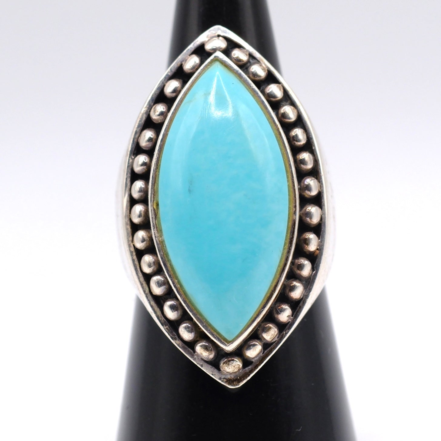 Vintage Sterling Faux Turquoise Ring 6.75