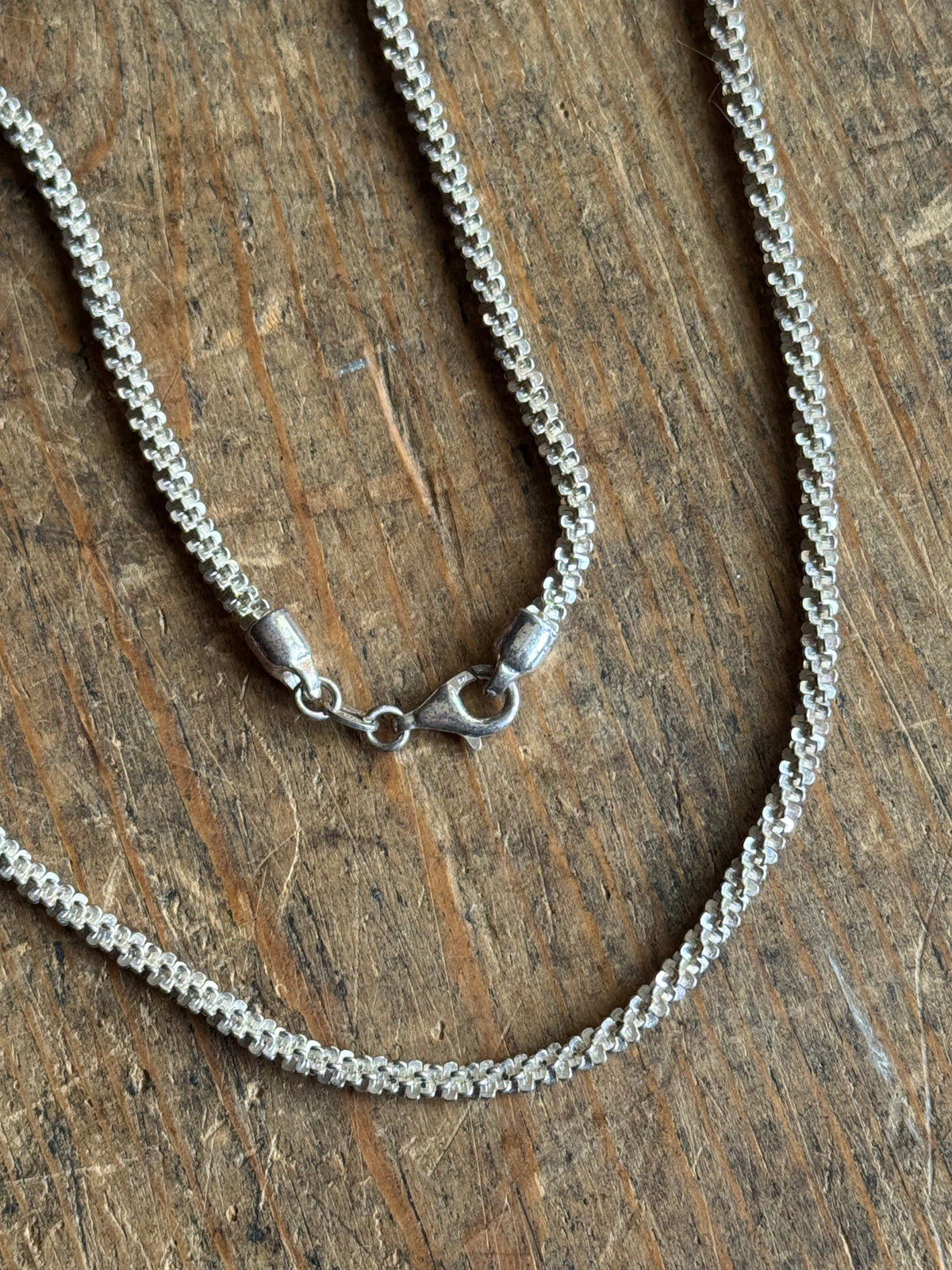 Vintage Sterling Silver 18” Sparkle Popcorn Chain