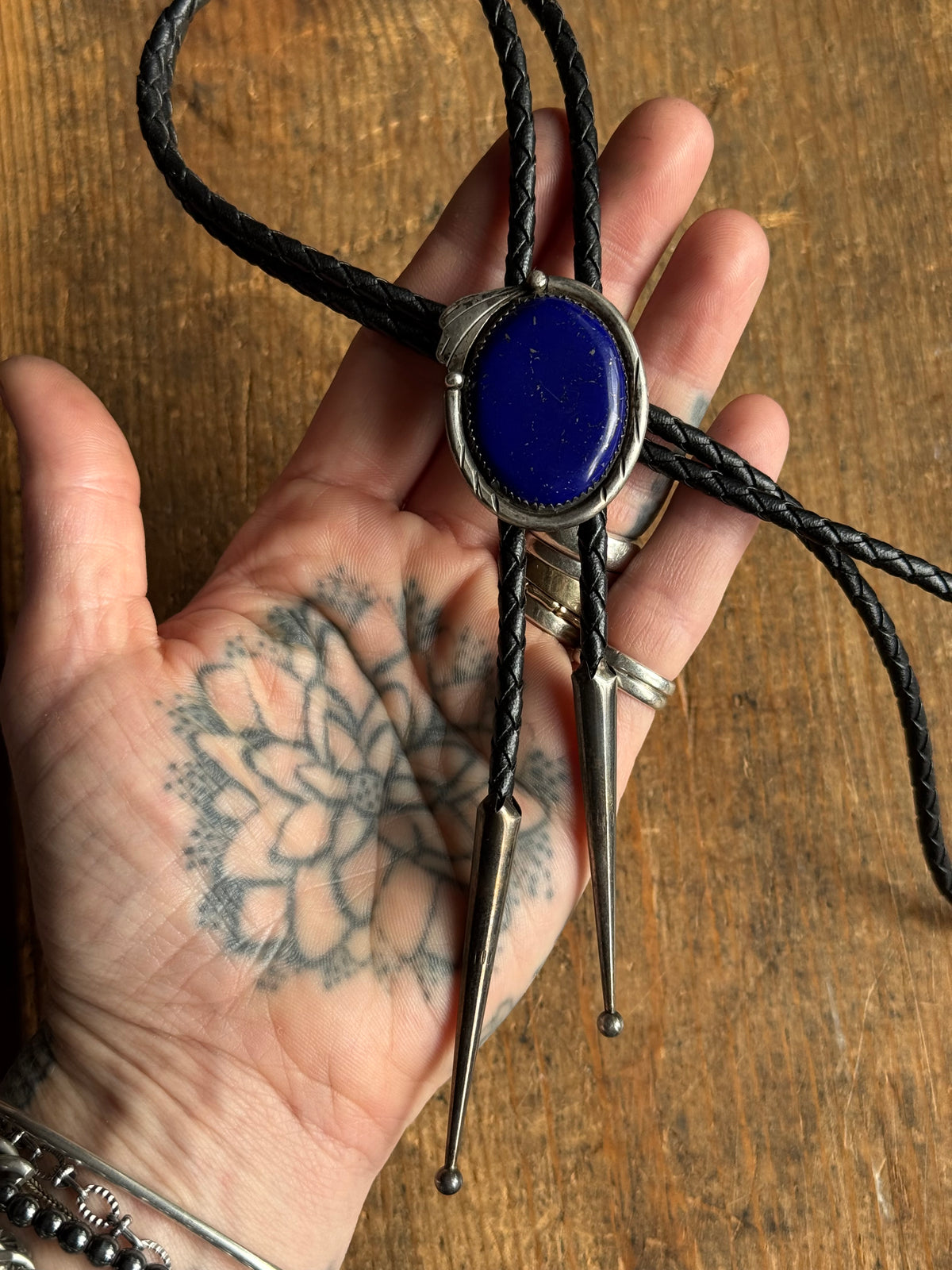 Vintage Sterling Silver Lapis Lazuli Fan Bolo