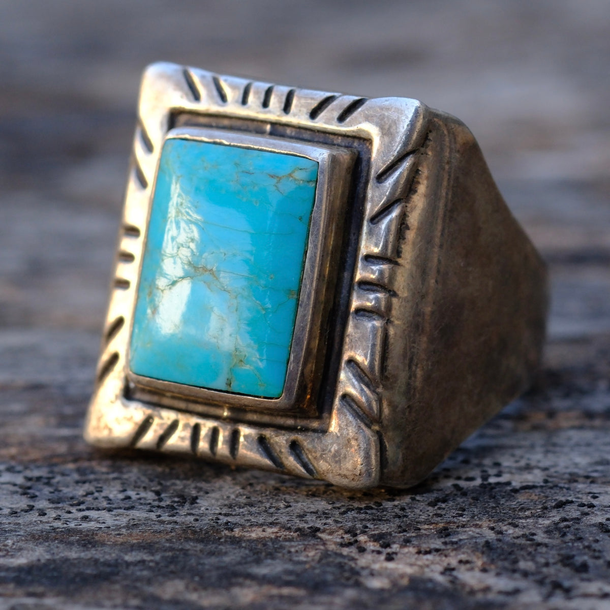 Vintage Sterling Turquoise Ring 9.75