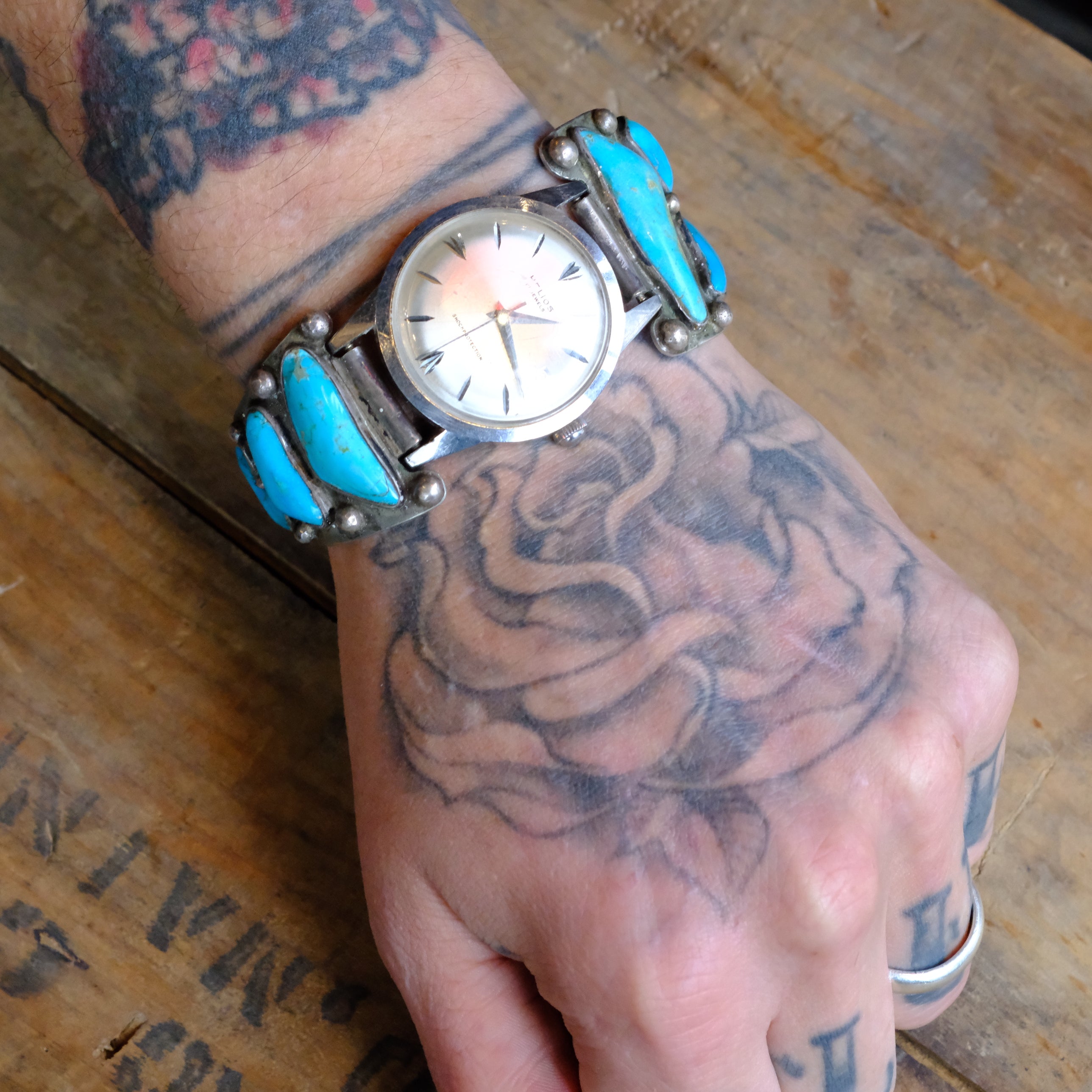 Vintage Sterling 7-Stone Turquoise Watch