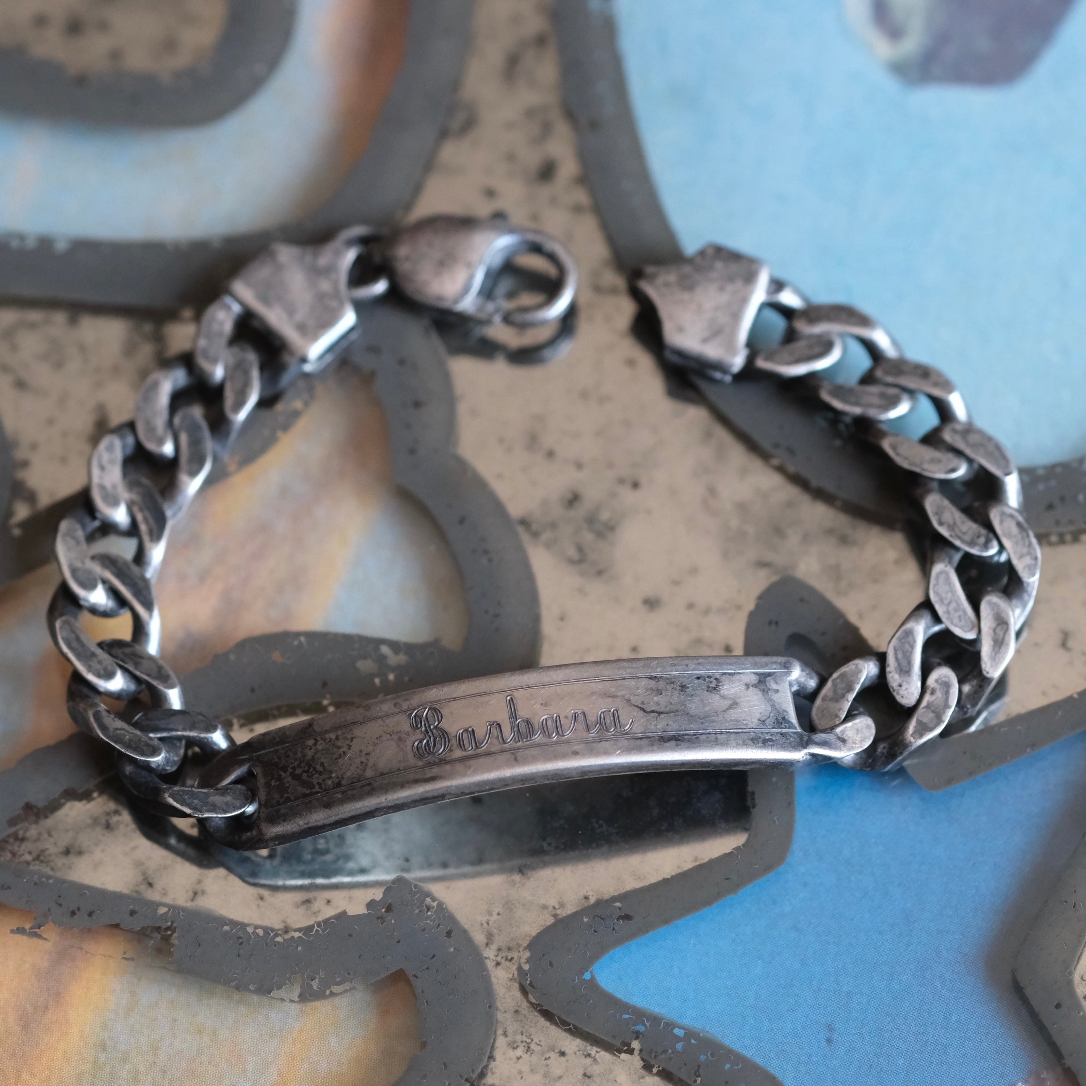 Vintage Sterling Silver Id Chain Bracelet 6.75"