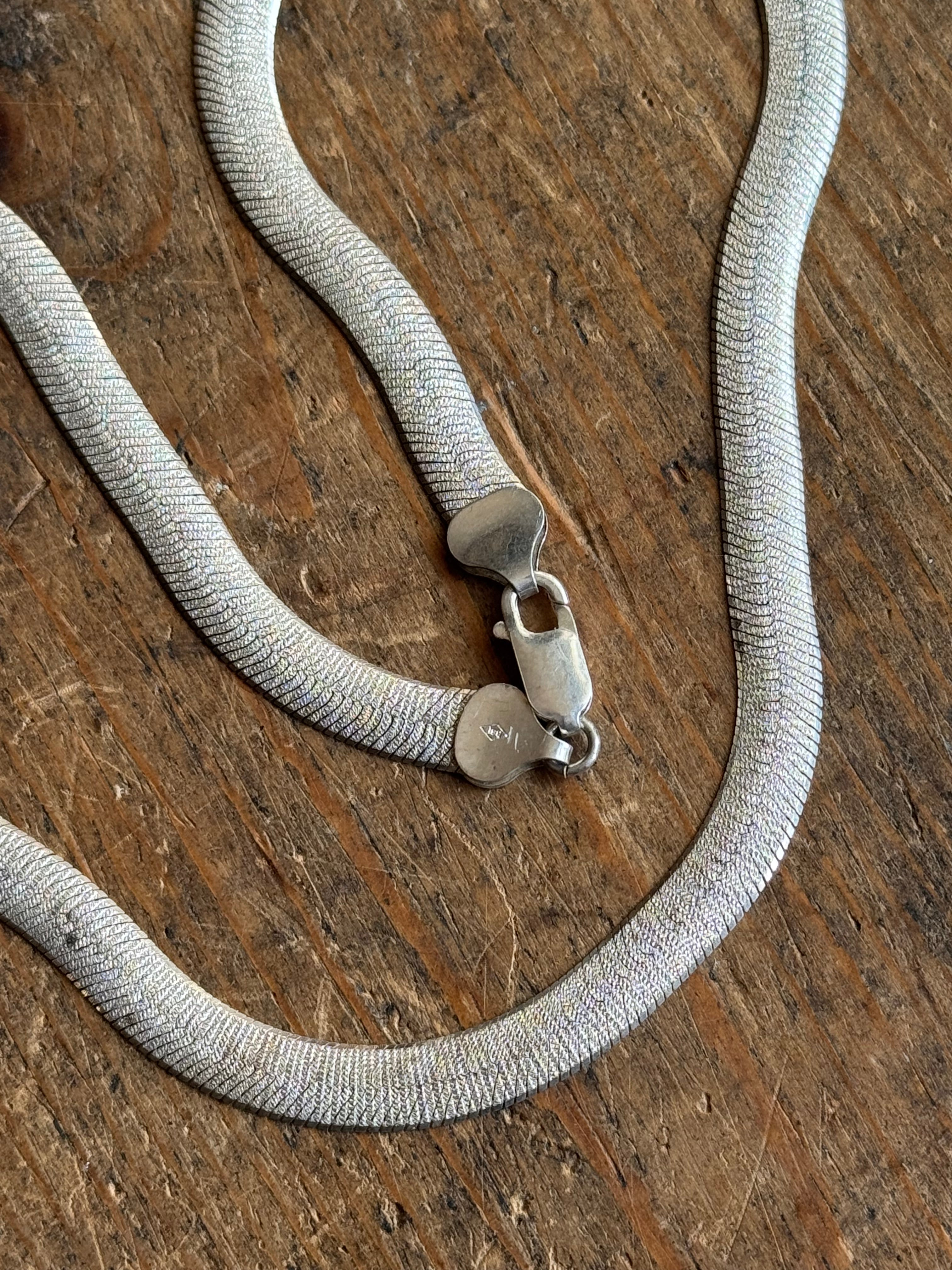 Vintage Sterling Silver 18” Etched Herringbone Chain
