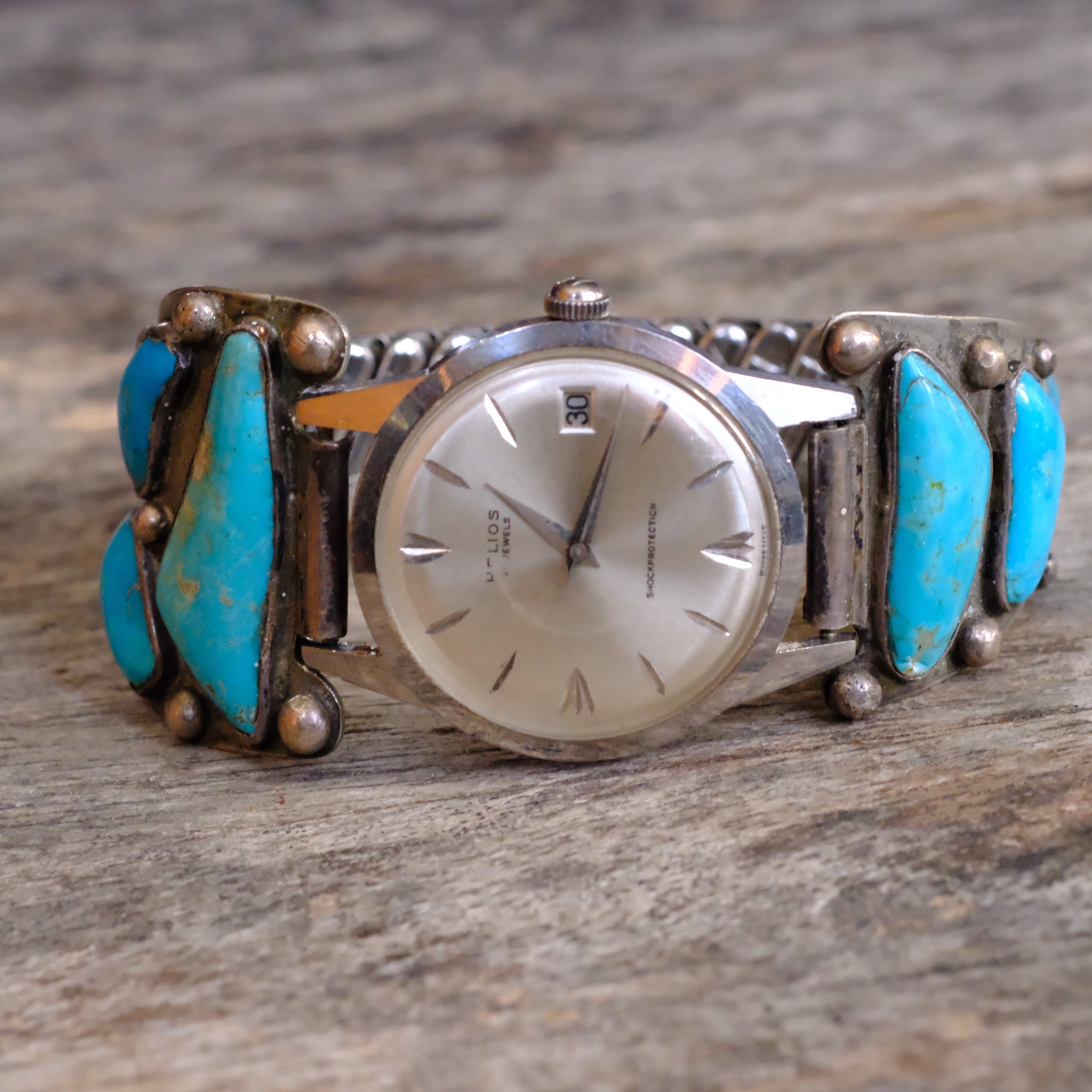 Vintage Sterling 7-Stone Turquoise Watch