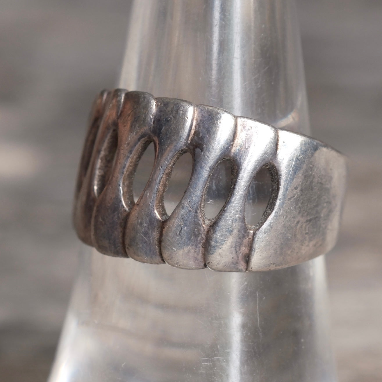 Vintage Sterling Silver Modernist Ring 7.75