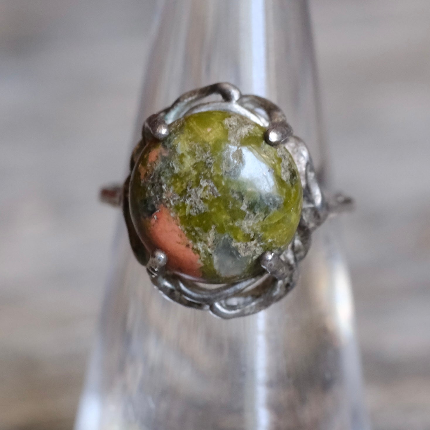 Vintage Sterling Jasper Ring 5.25