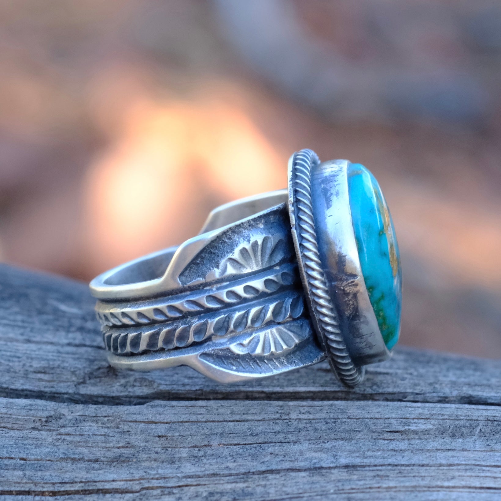 LEON MARTINEZ Sterling Silver Turquoise Ring 9