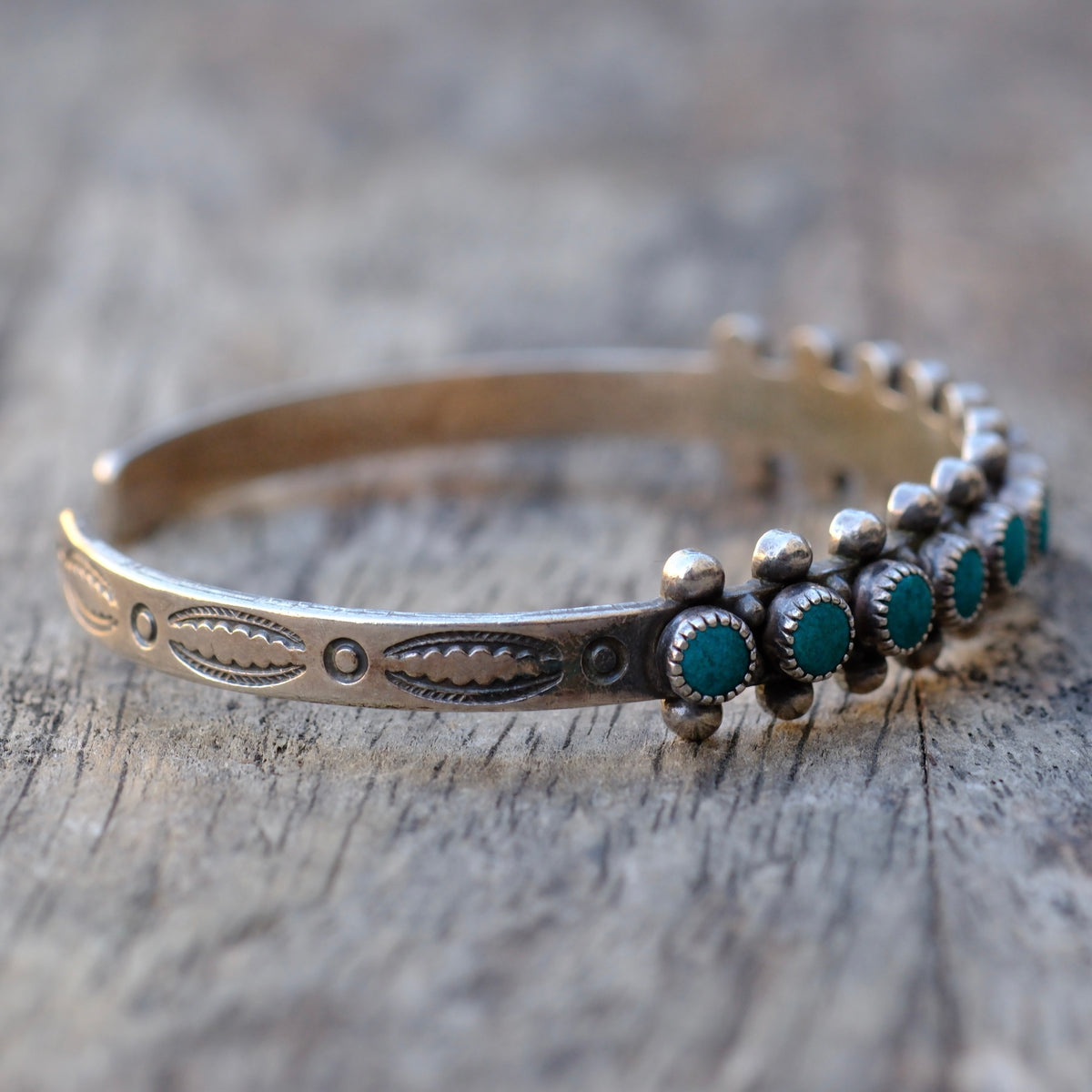 Vintage Sterling Snake Eye Turquoise Cuff Bracelet