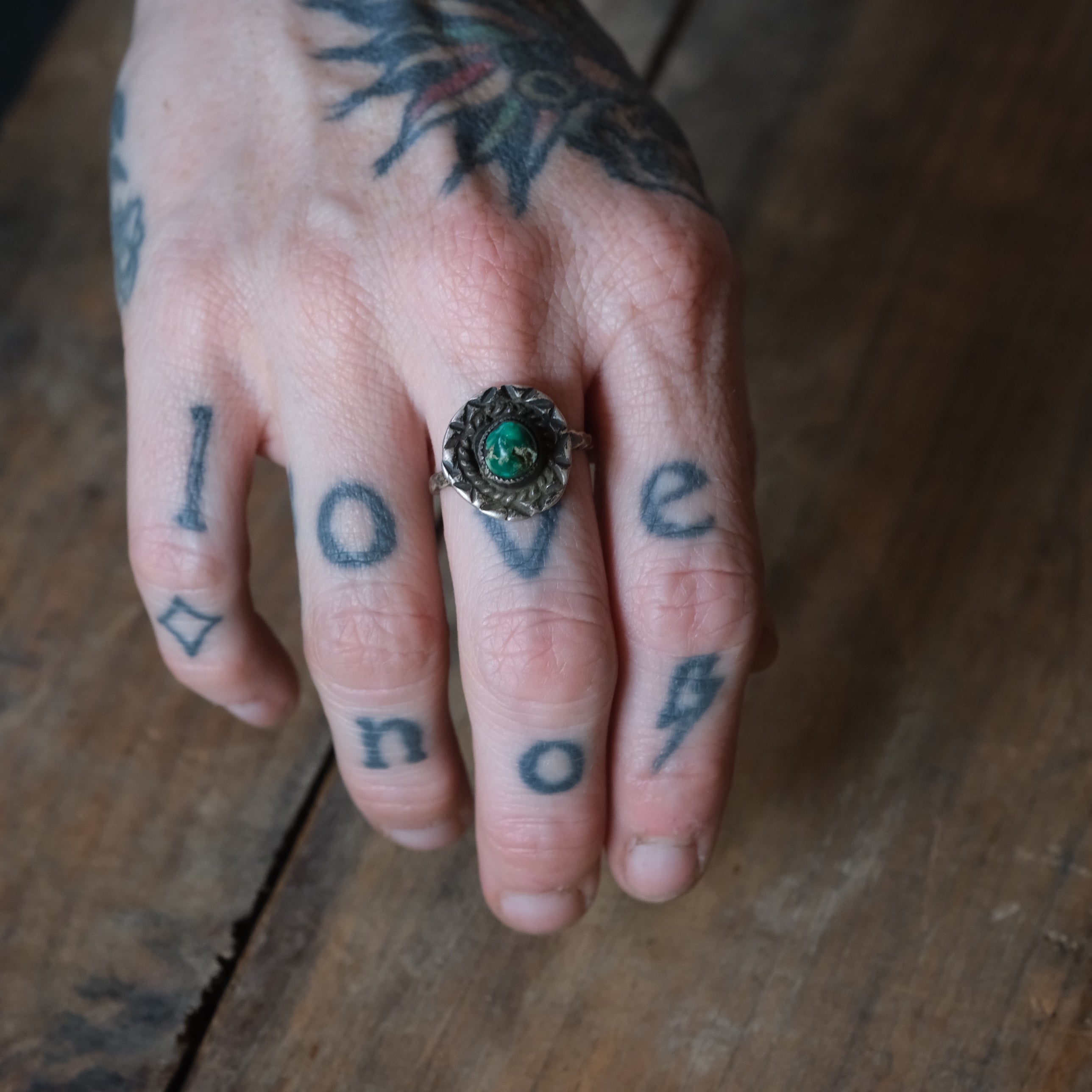 Vintage Sterling Turquoise Ring 7.25
