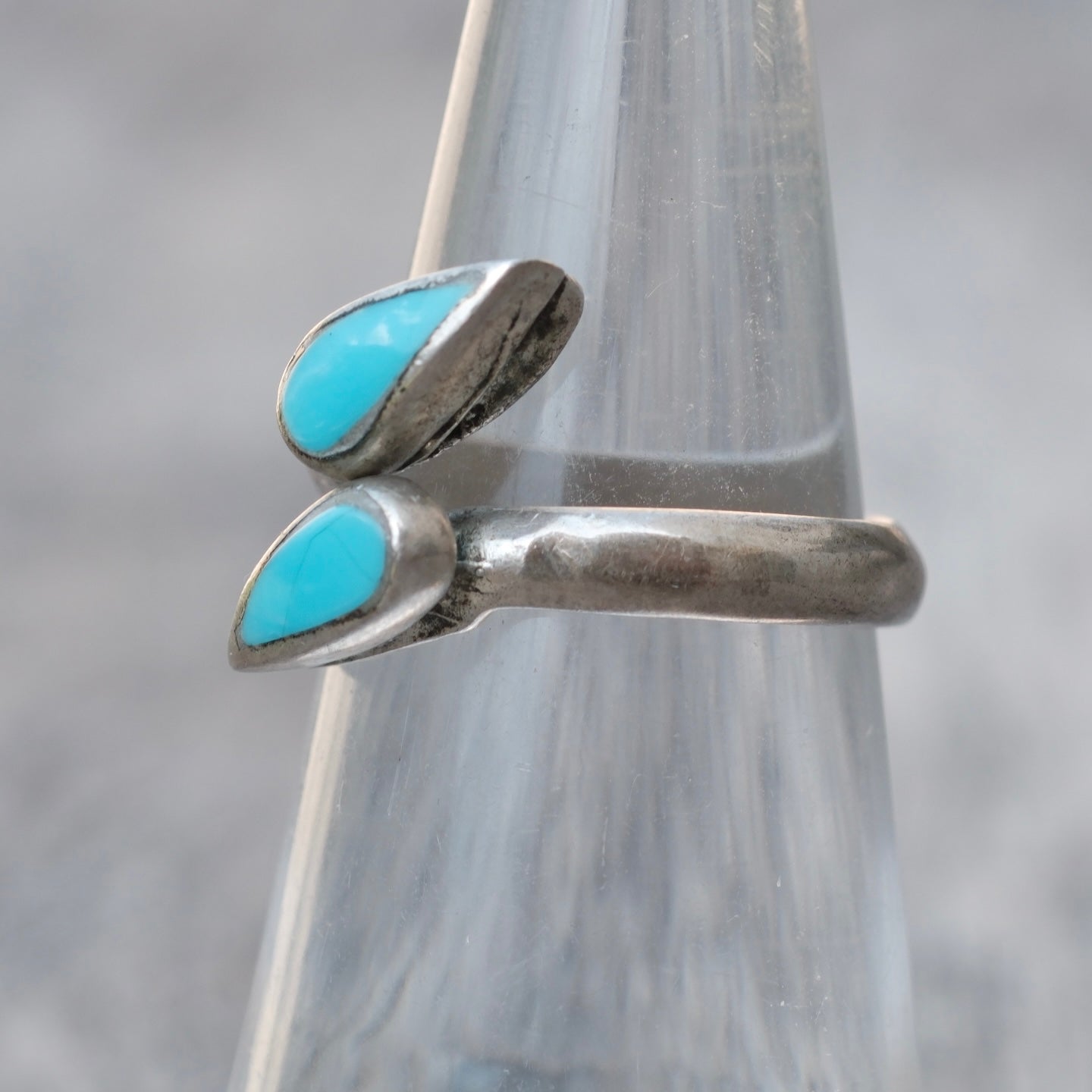 Vintage Sterling Turquoise Overpass Ring 5