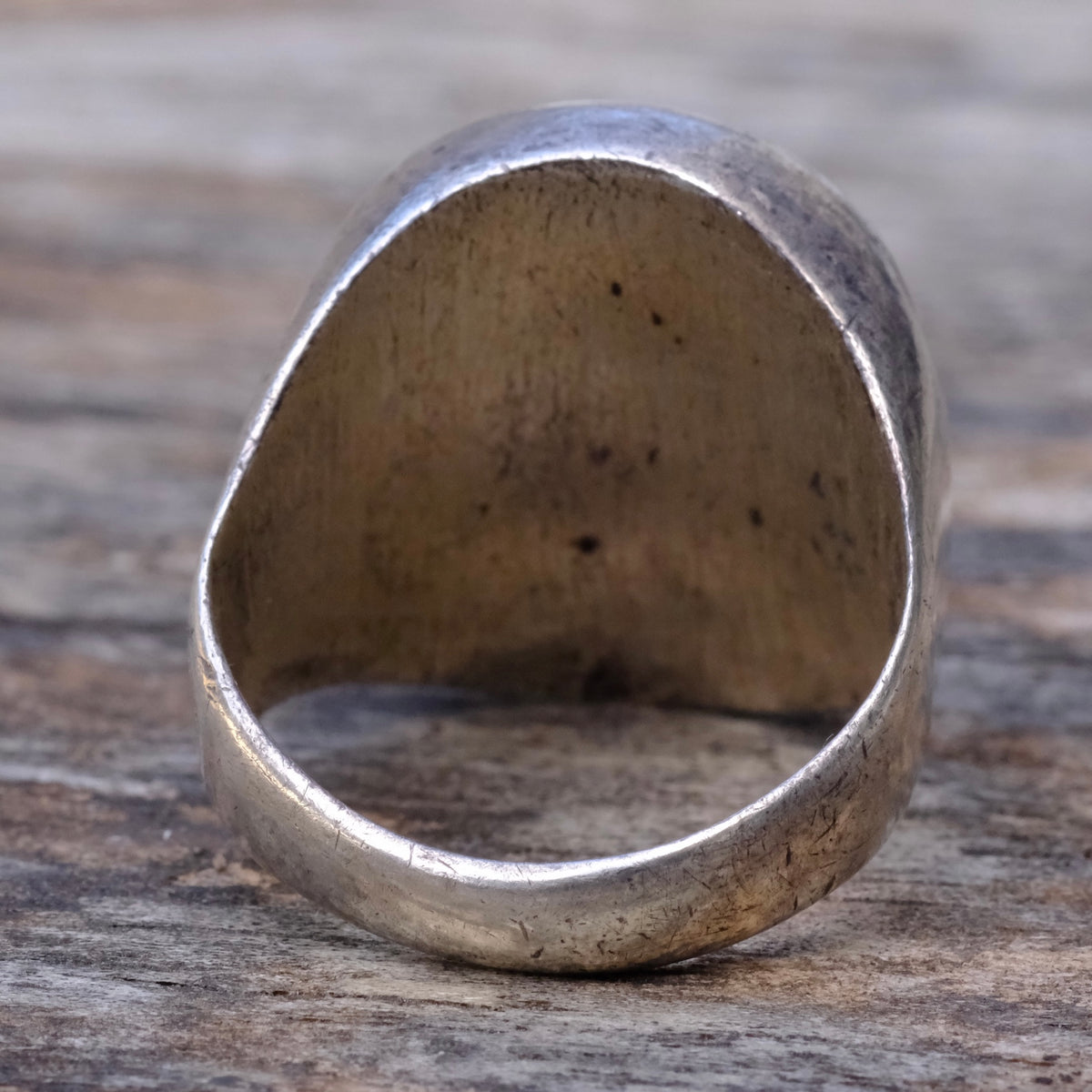 Vintage Sterling Turquoise Pinwheel Stamped Band Ring 9.5