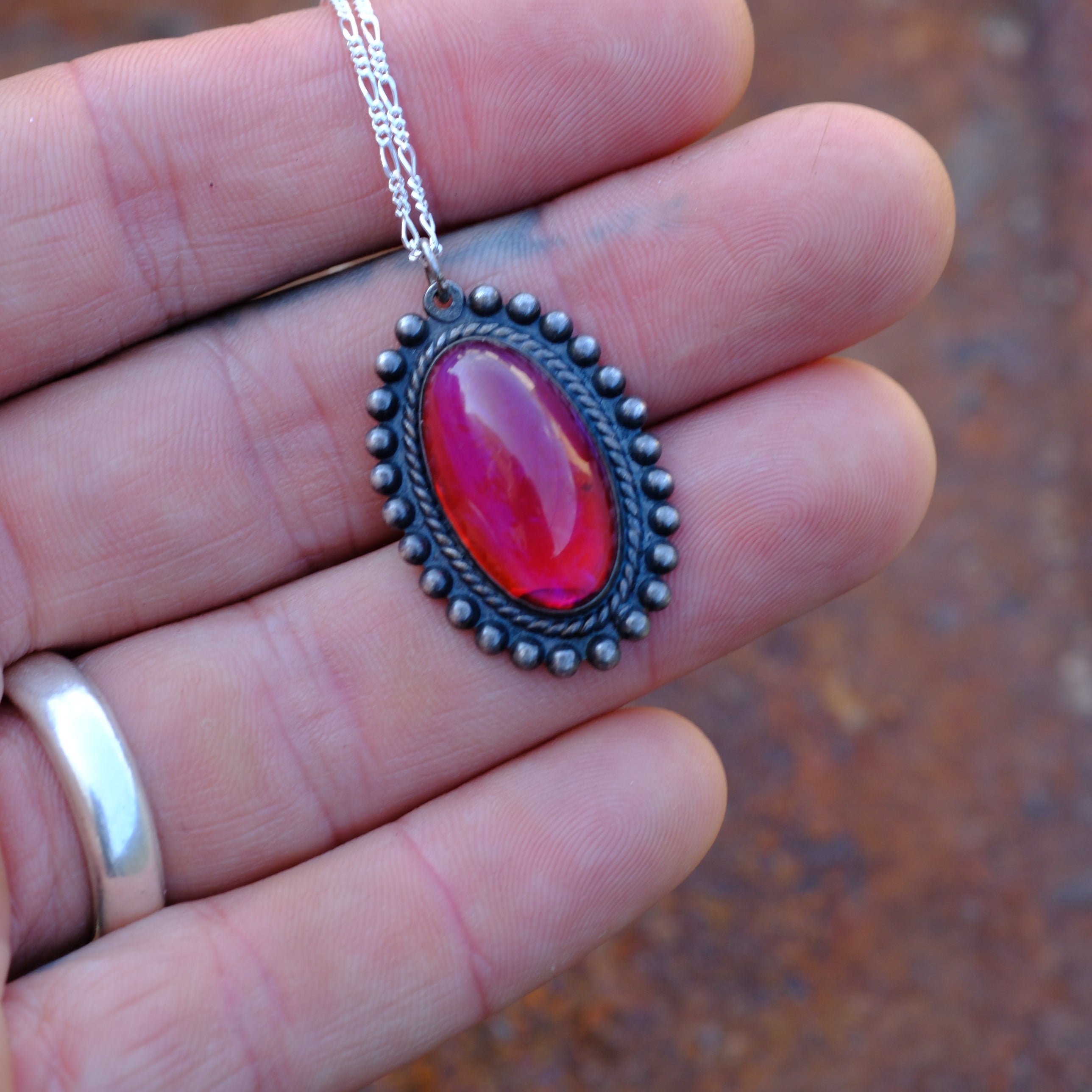 Vintage Sterling Dragons Breath Necklace
