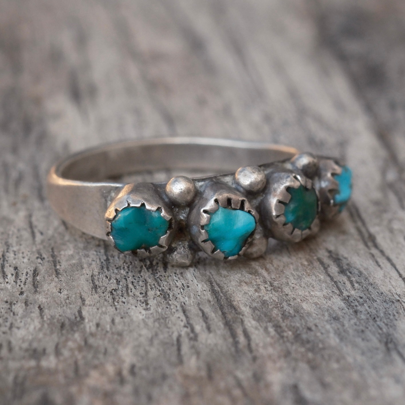 Vintage Sterling Turquoise Inlay Ring 6