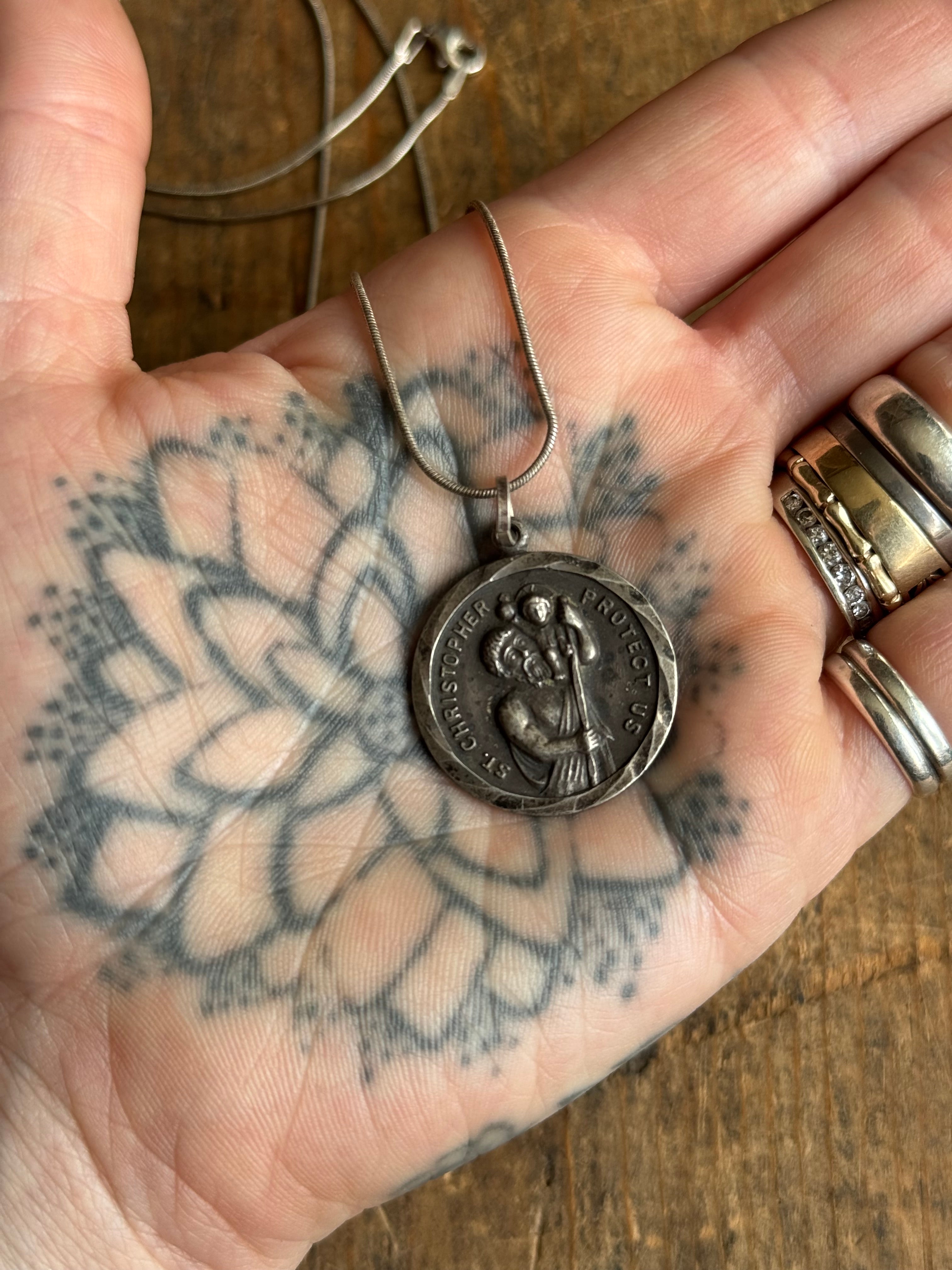 Vintage Sterling Silver St. Christopher Necklace
