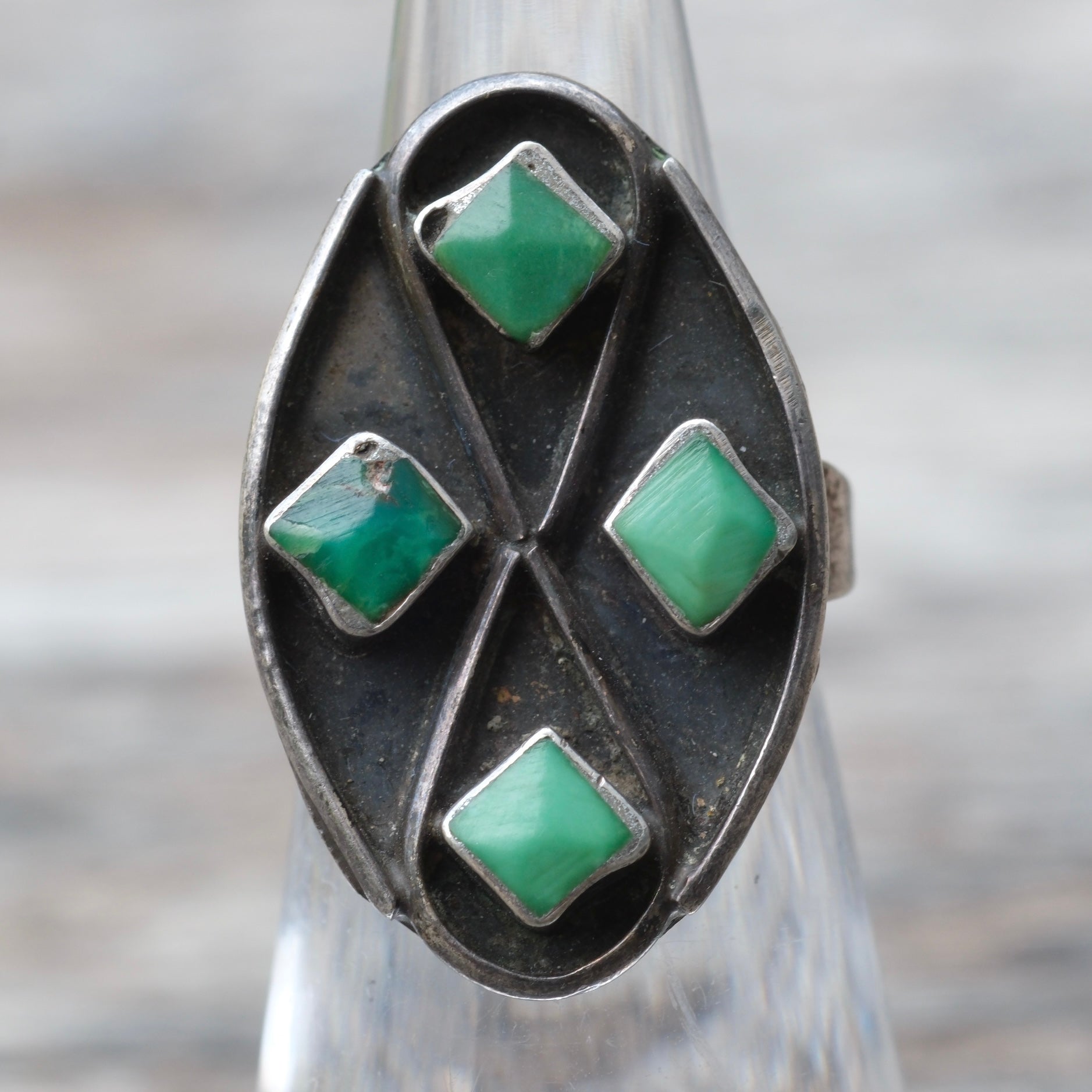 Vintage Sterling 4-Stone Turquoise Ring 3.75