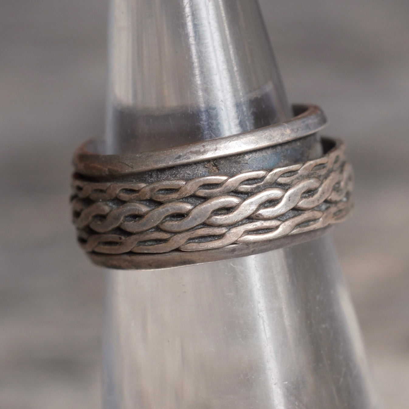 Vintage Sterling Silver Braided Spinner Ring 5