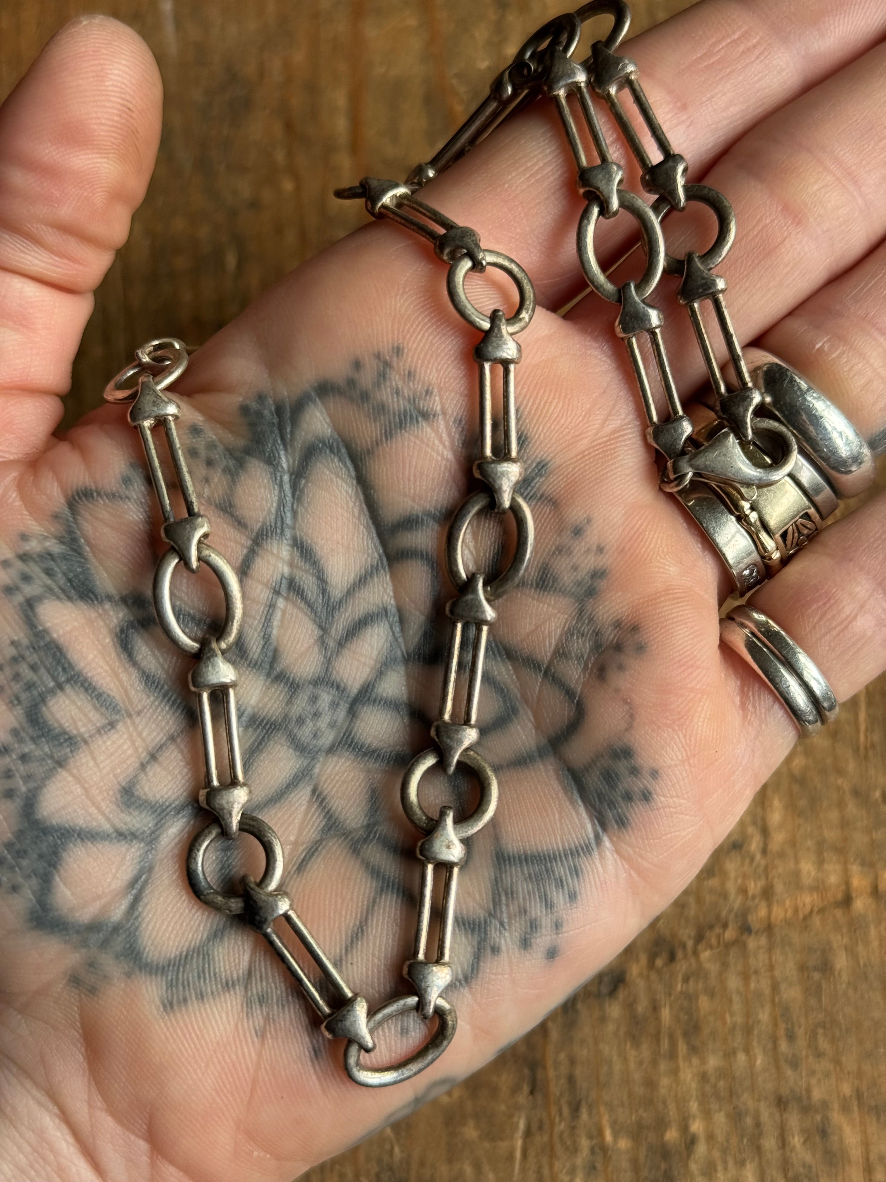 Vintage Sterling Silver 16” Modernist Geometric Chain