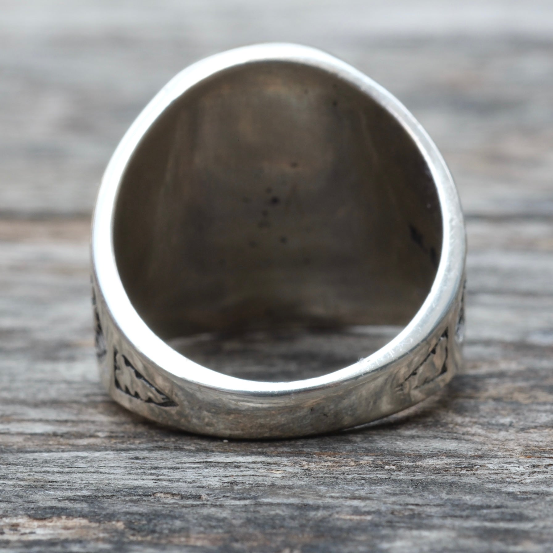 Vintage Sterling Blue Abalone Thunderbird Ring 8.75