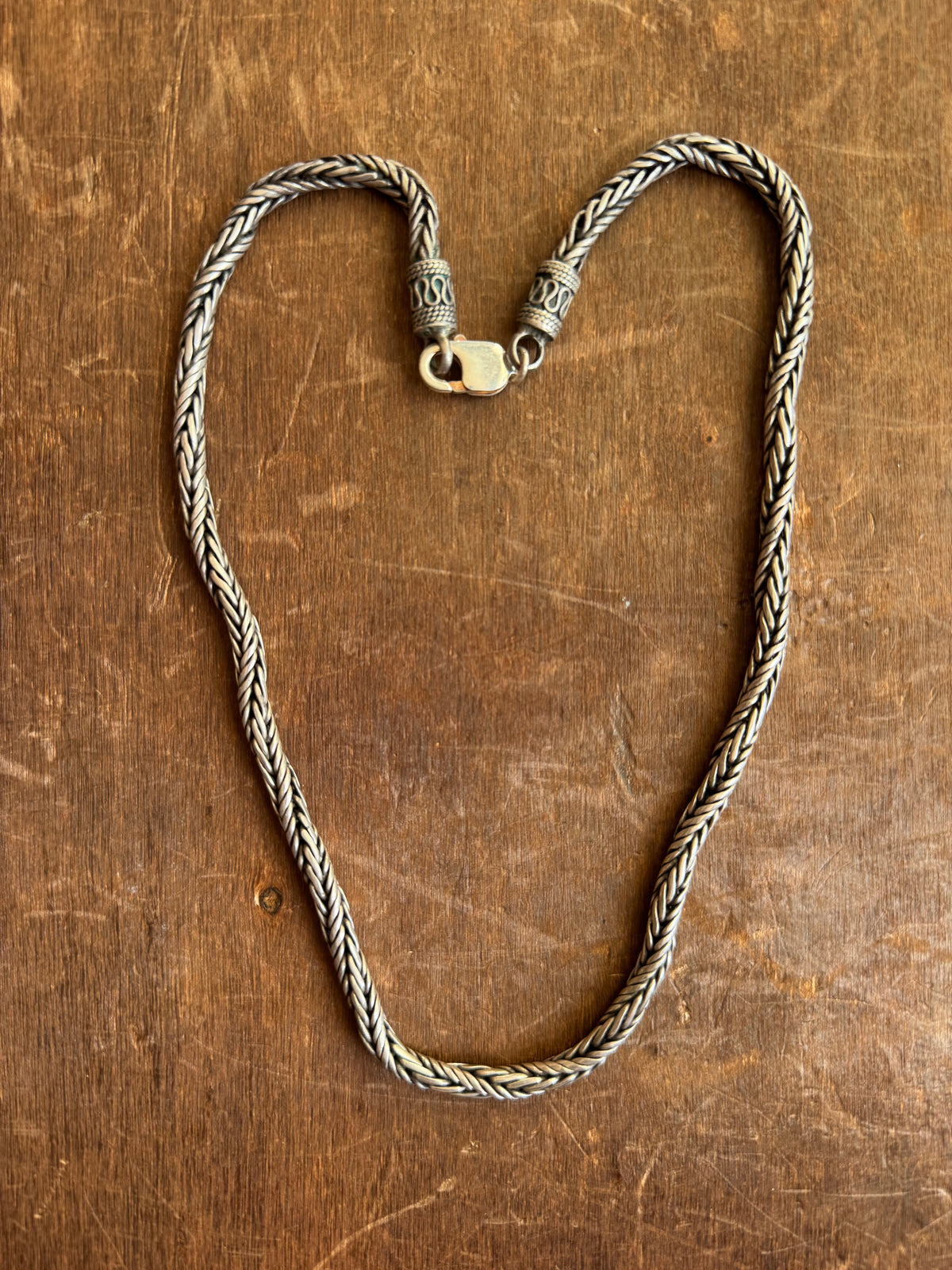 Vintage Sterling Silver 19” Heavy Woven Twist Chain