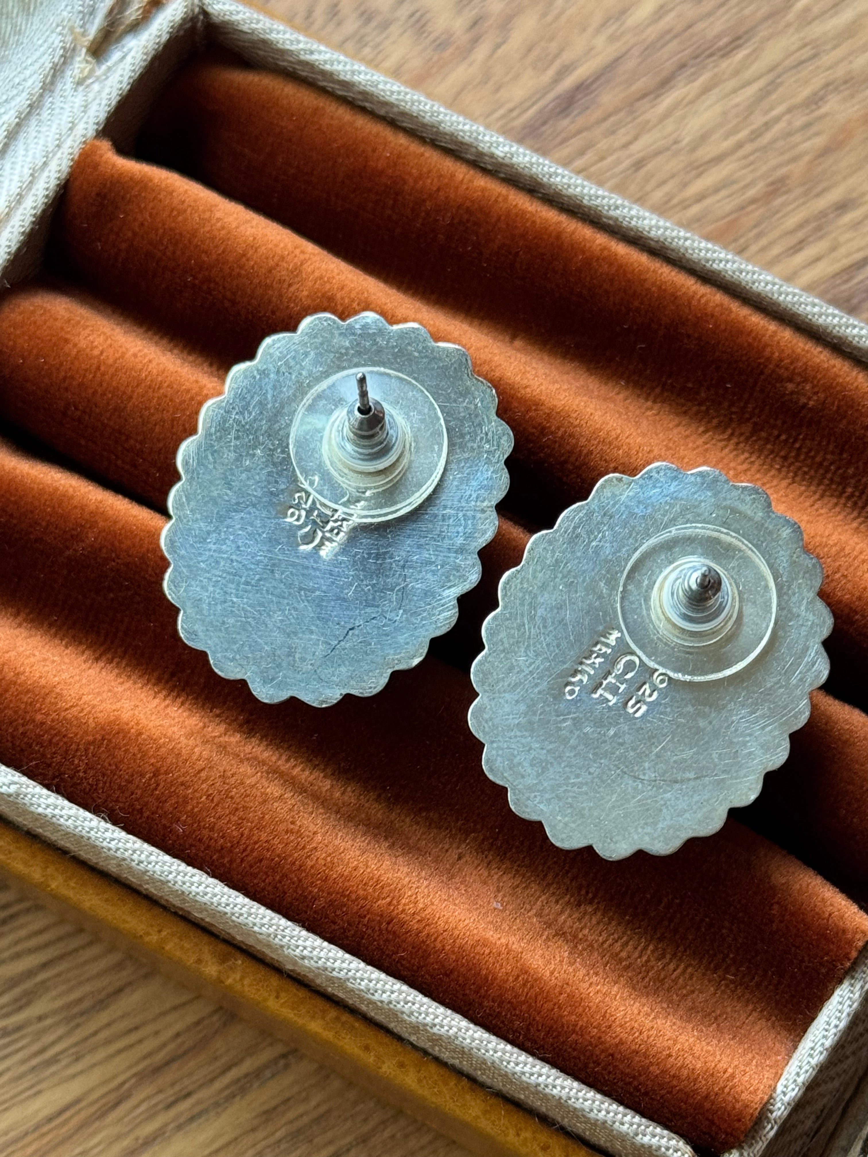 Vintage Sterling Silver Onyx Beaded Earrings