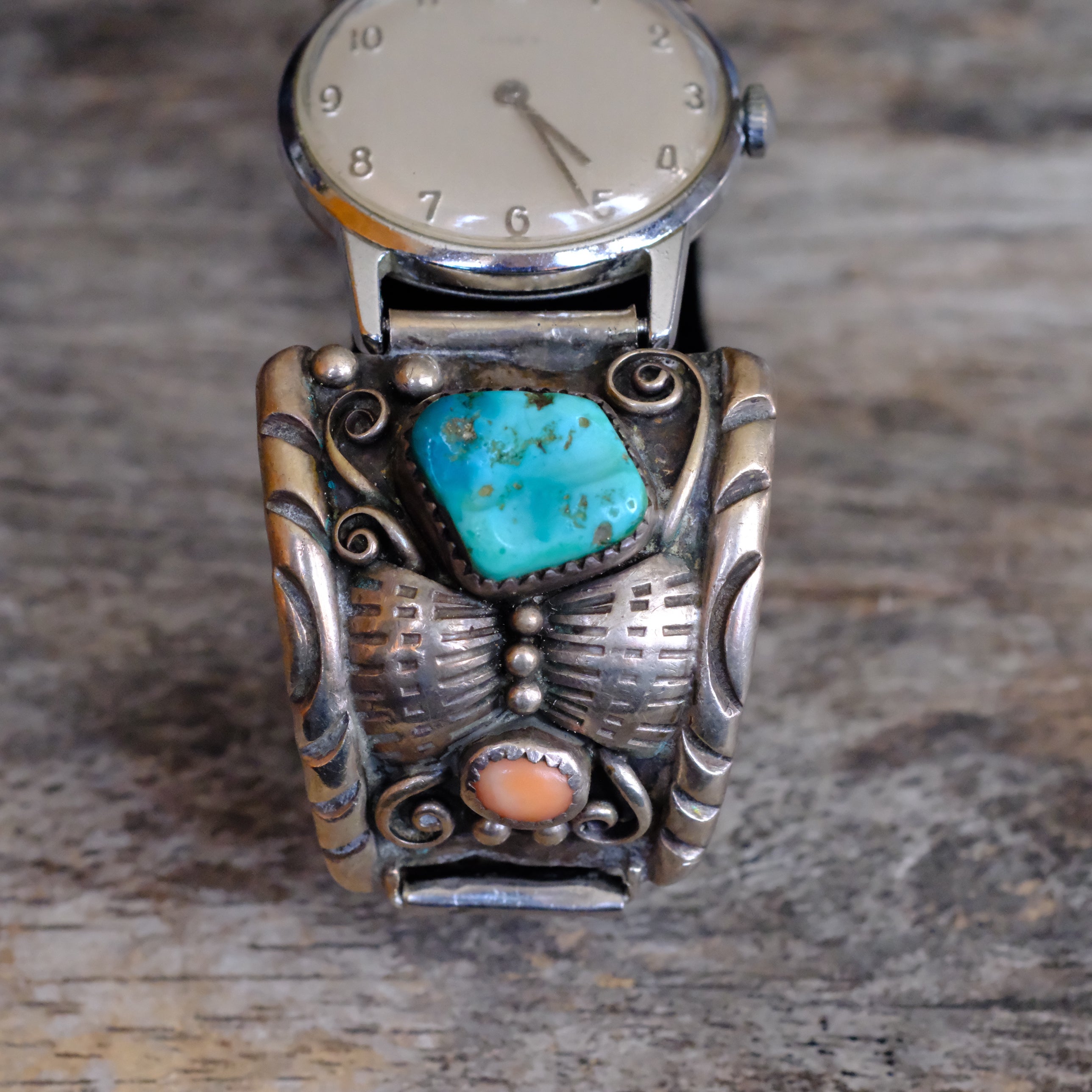 Vintage Sterling Turquoise and Coral Watch