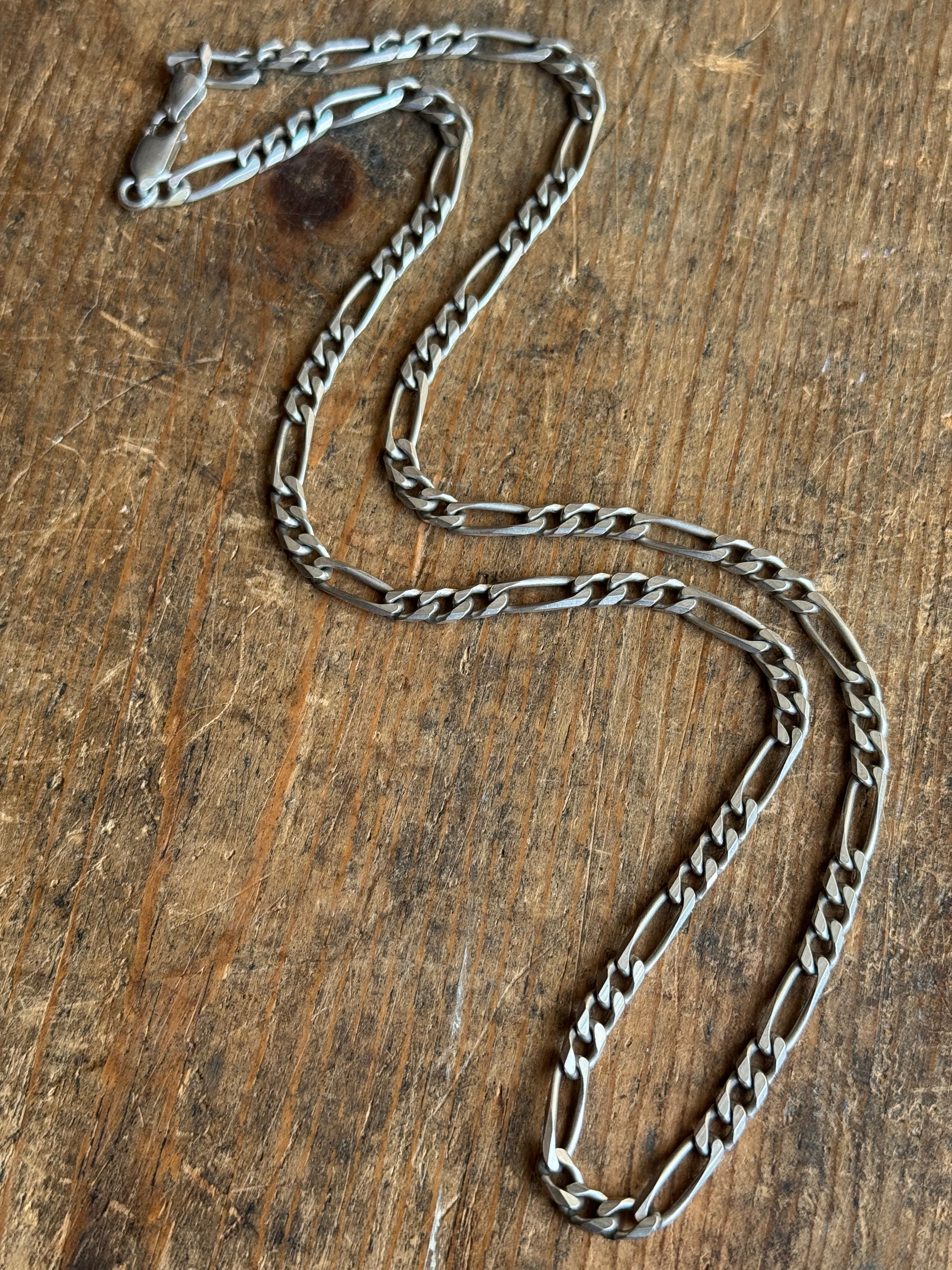Vintage Sterling Silver 24” Figaro Chain