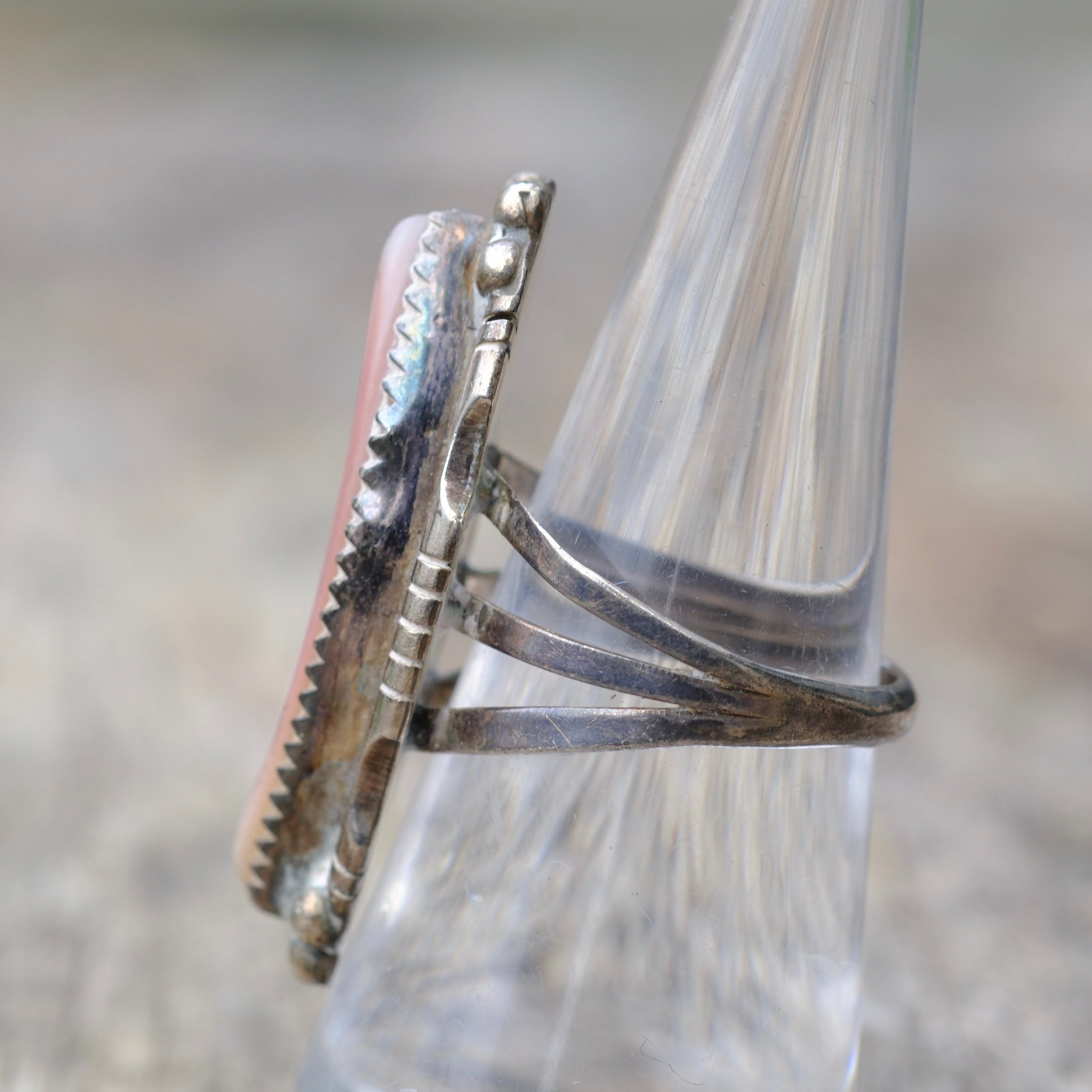 Vintage Sterling Mother Of Pearl Ring 7.5