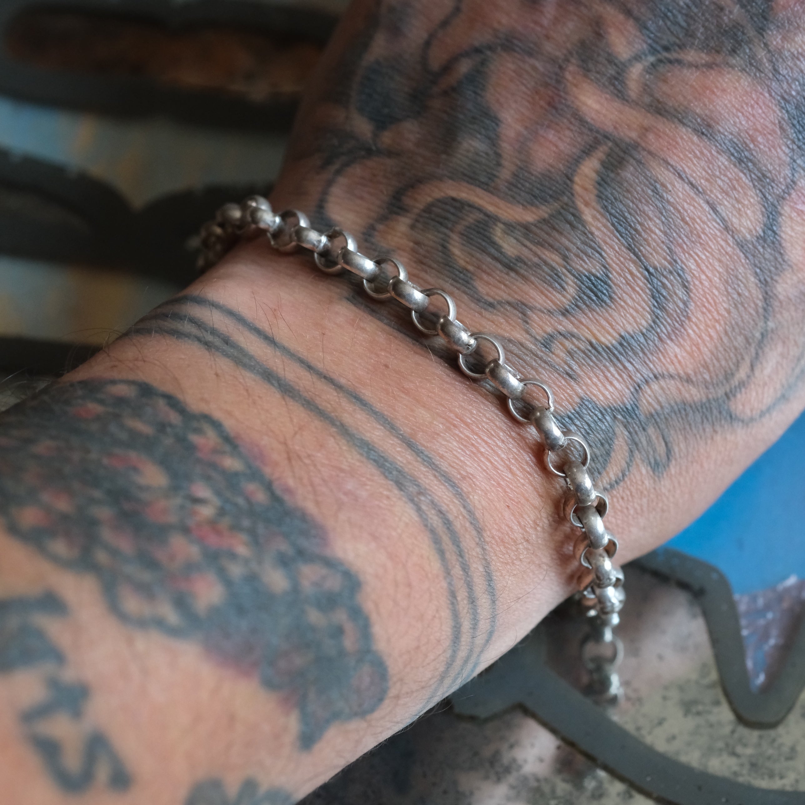 Vintage Sterling Rolo Chain Bracelet 7"