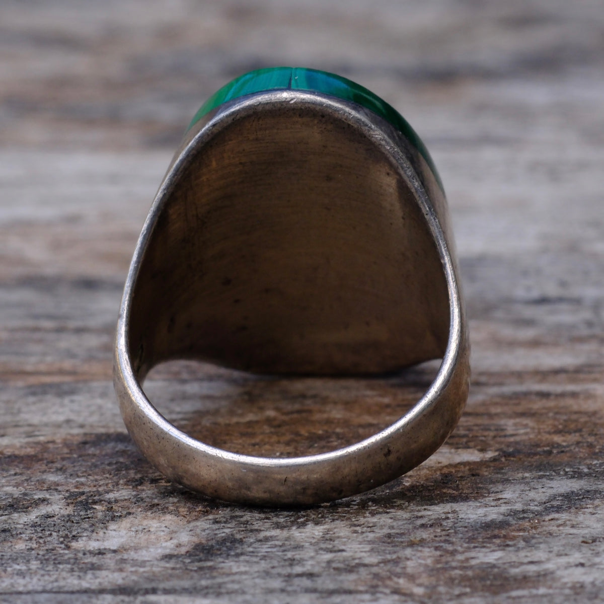 Vintage Sterling Malachite Inlay Ring 10