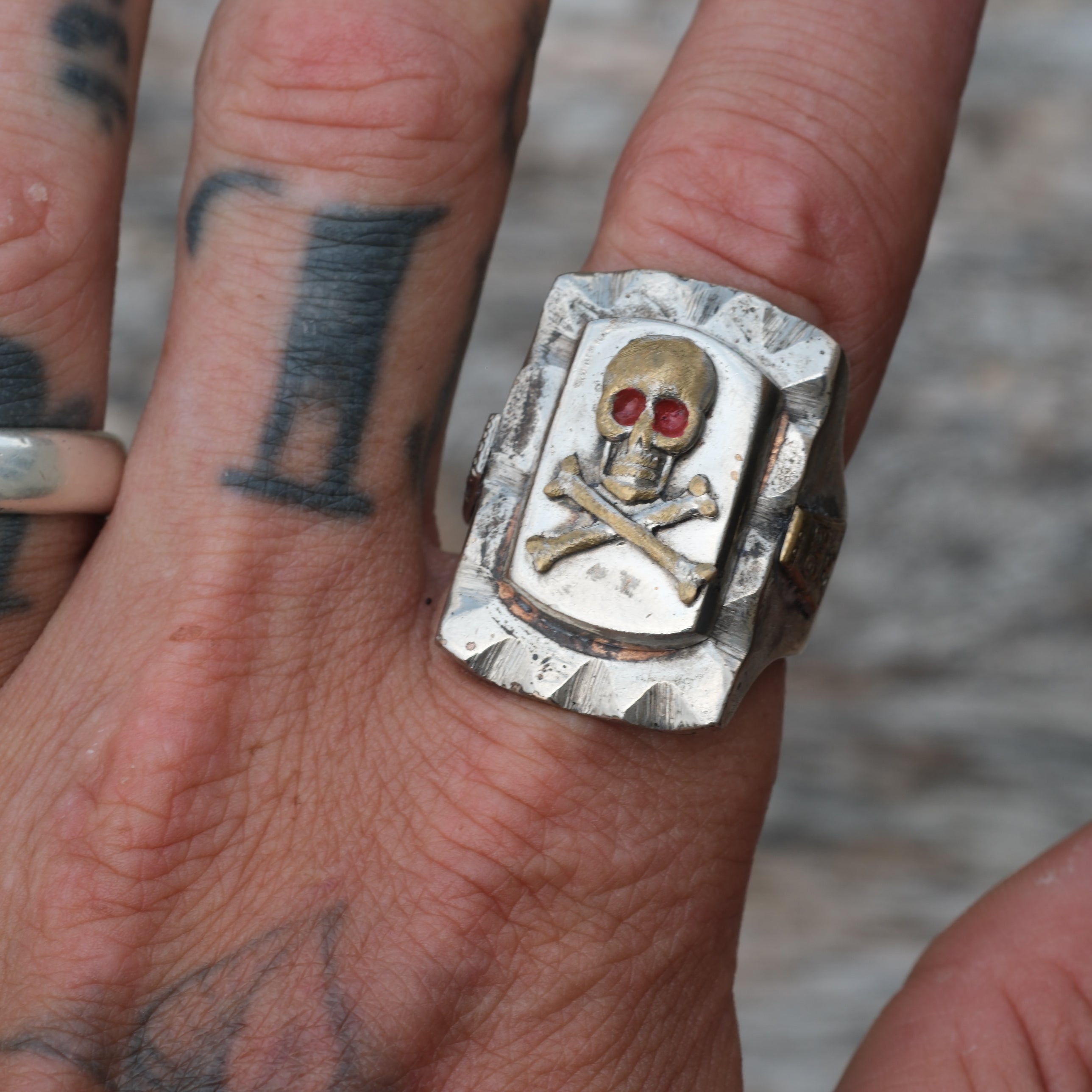 Vintage Mexican Biker Skull Ring 11