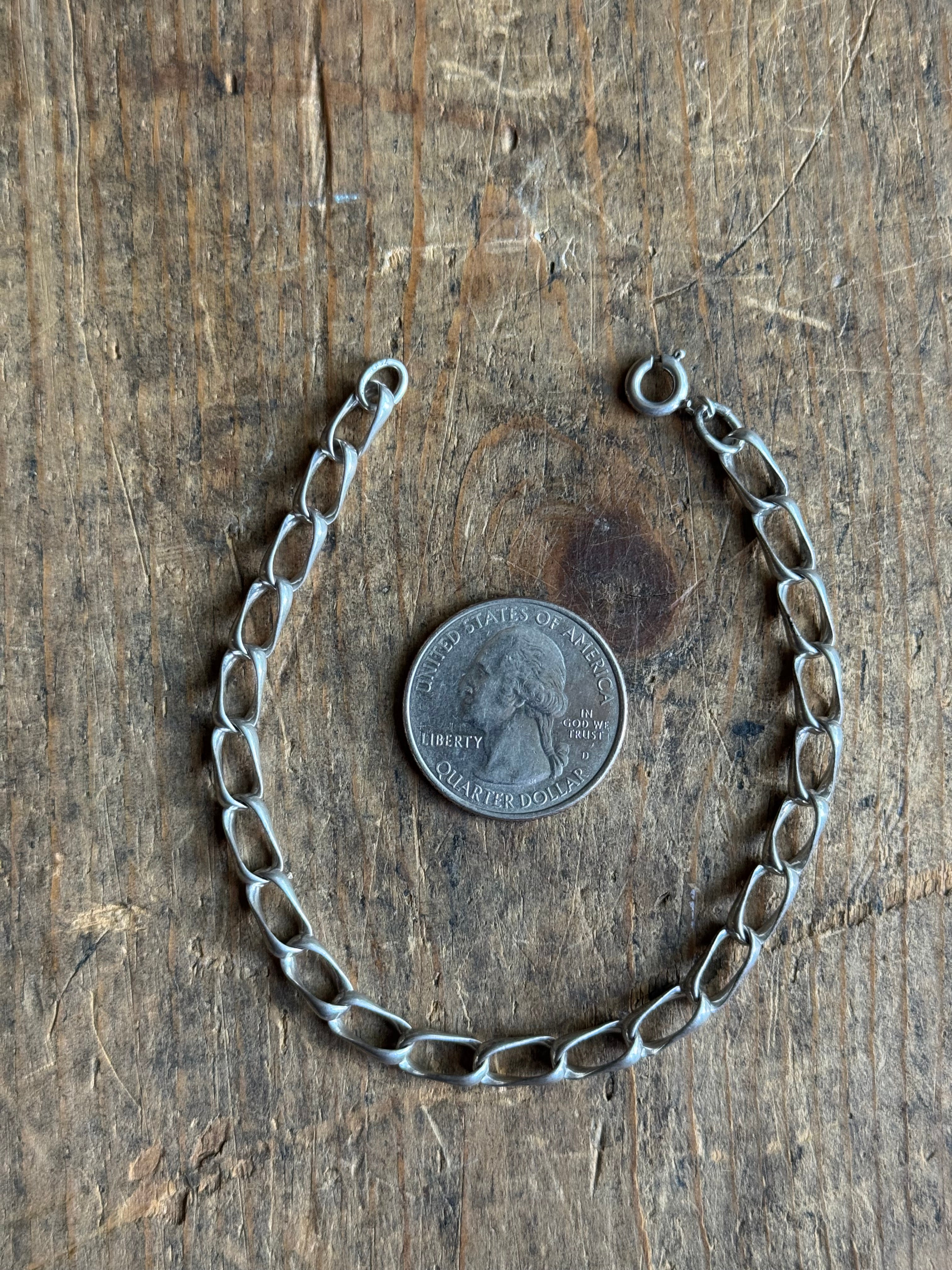 Vintage Sterling Silver Large Link Chain Bracelet 7.75"