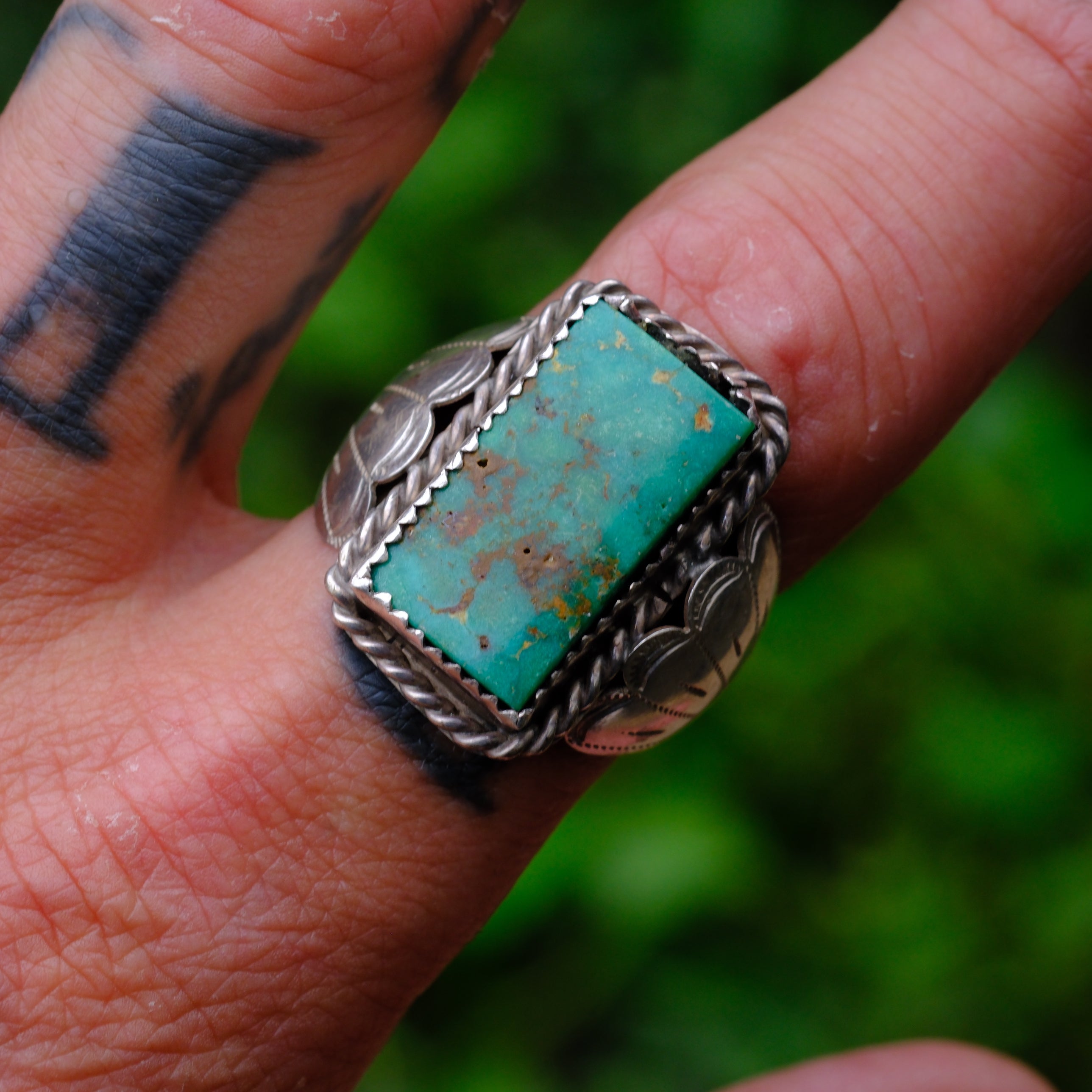 Vintage Sterling Turquoise Ring10.5