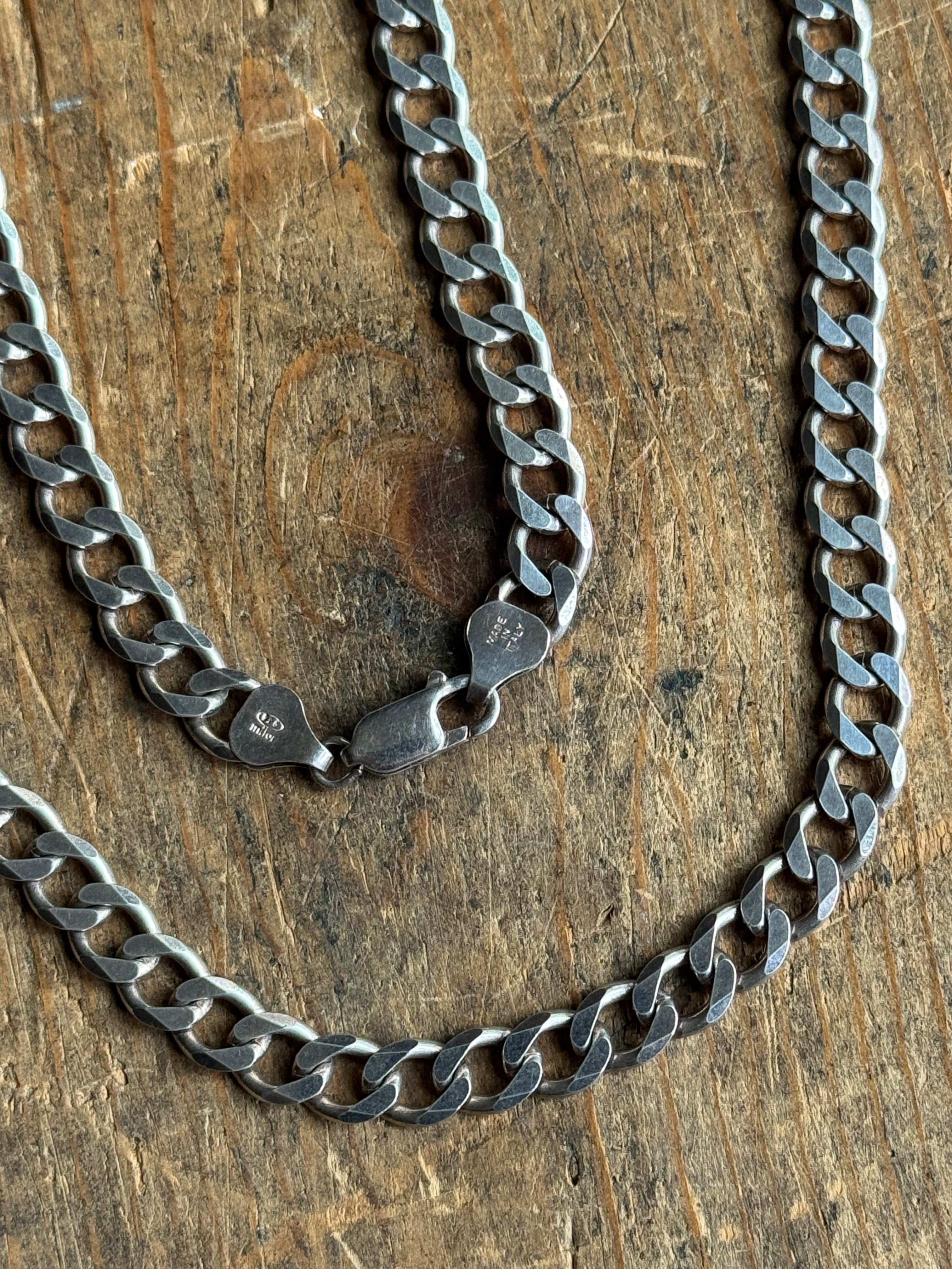 Vintage Sterling Silver 22” Chunky Curb Chain