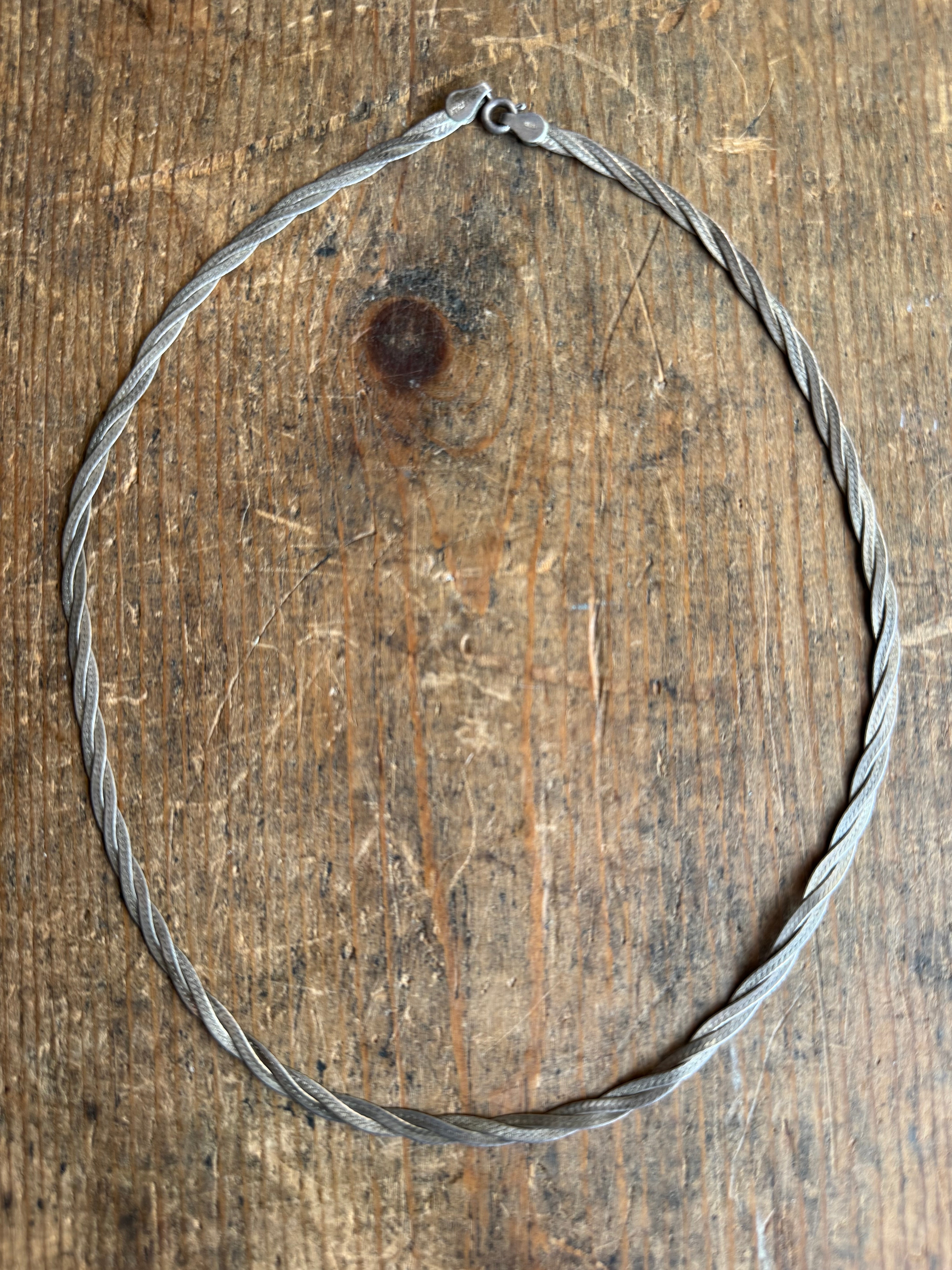Vintage Sterling Silver 18” Twist Herringbone Chain