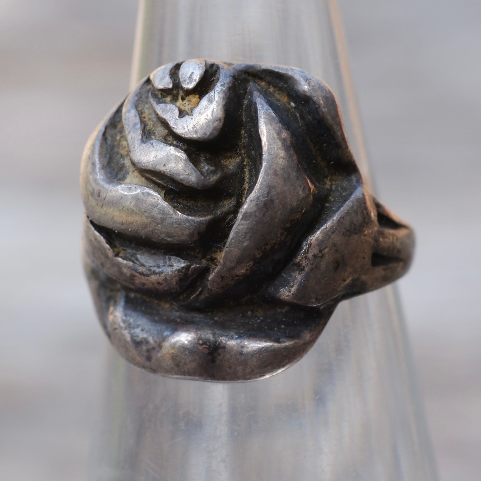 Vintage Sterling Silver Rose Ring 3