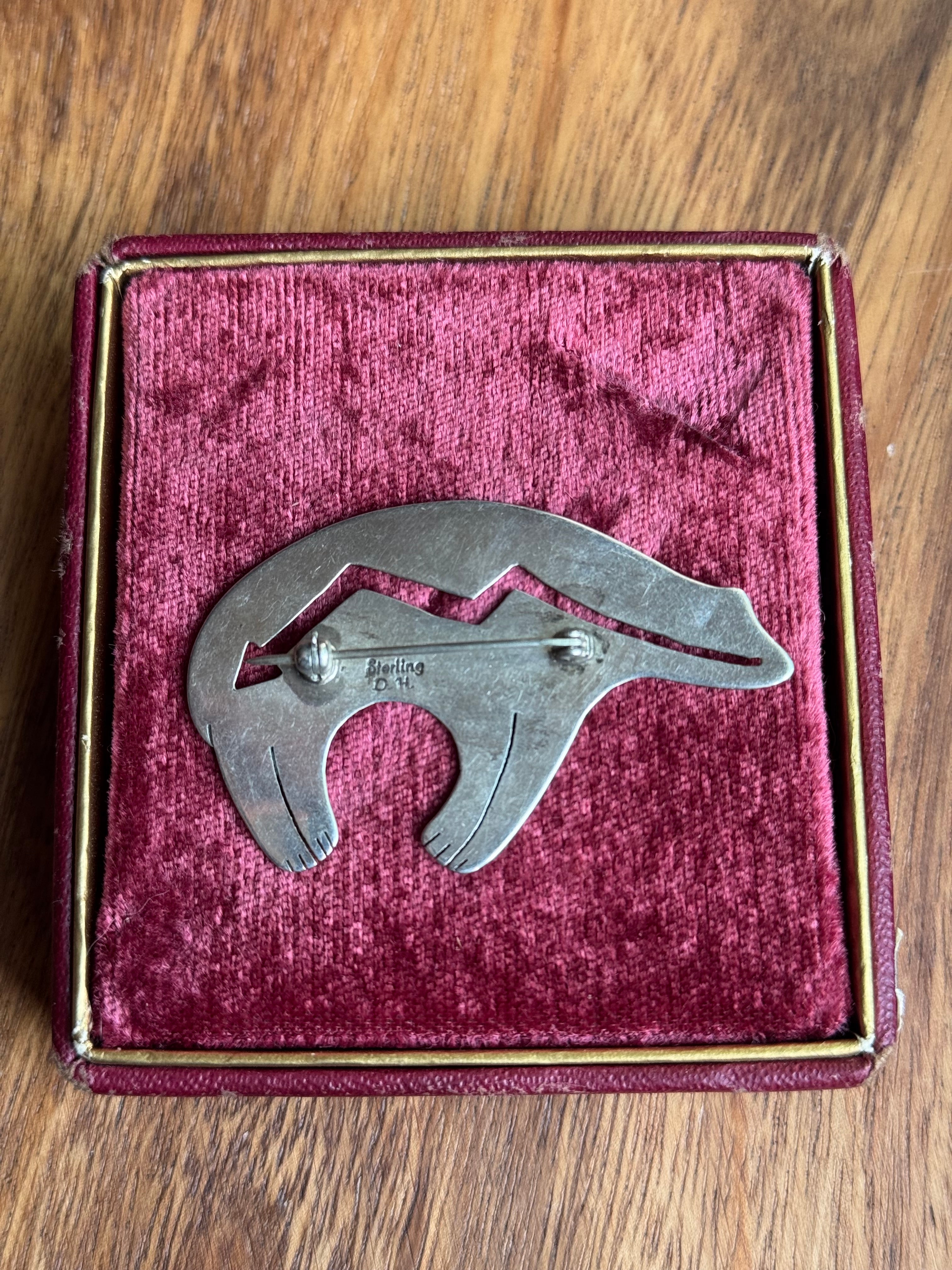 Vintage Sterling Silver Native Bear Pin