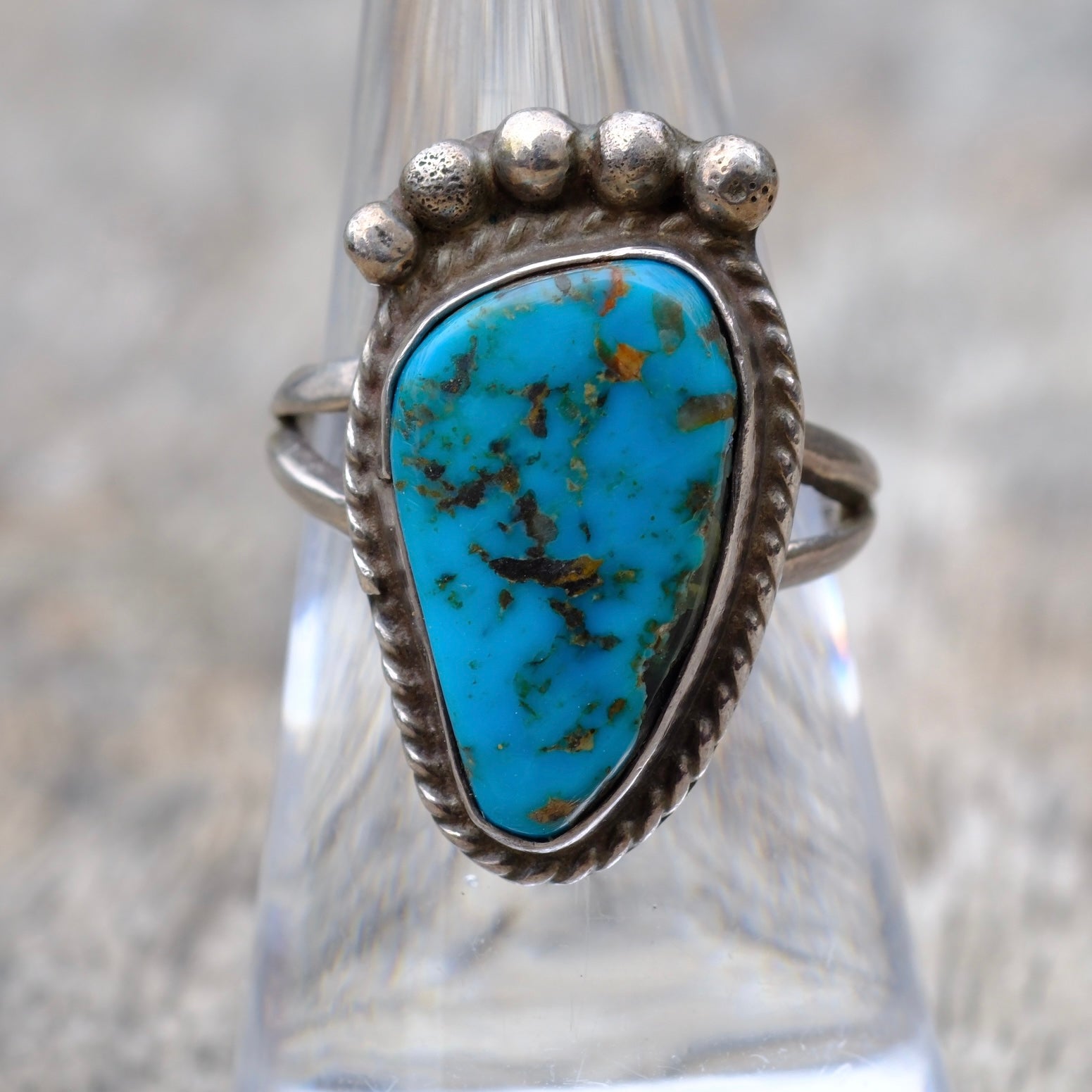 Vintage Sterling Turquoise Ring 6.75