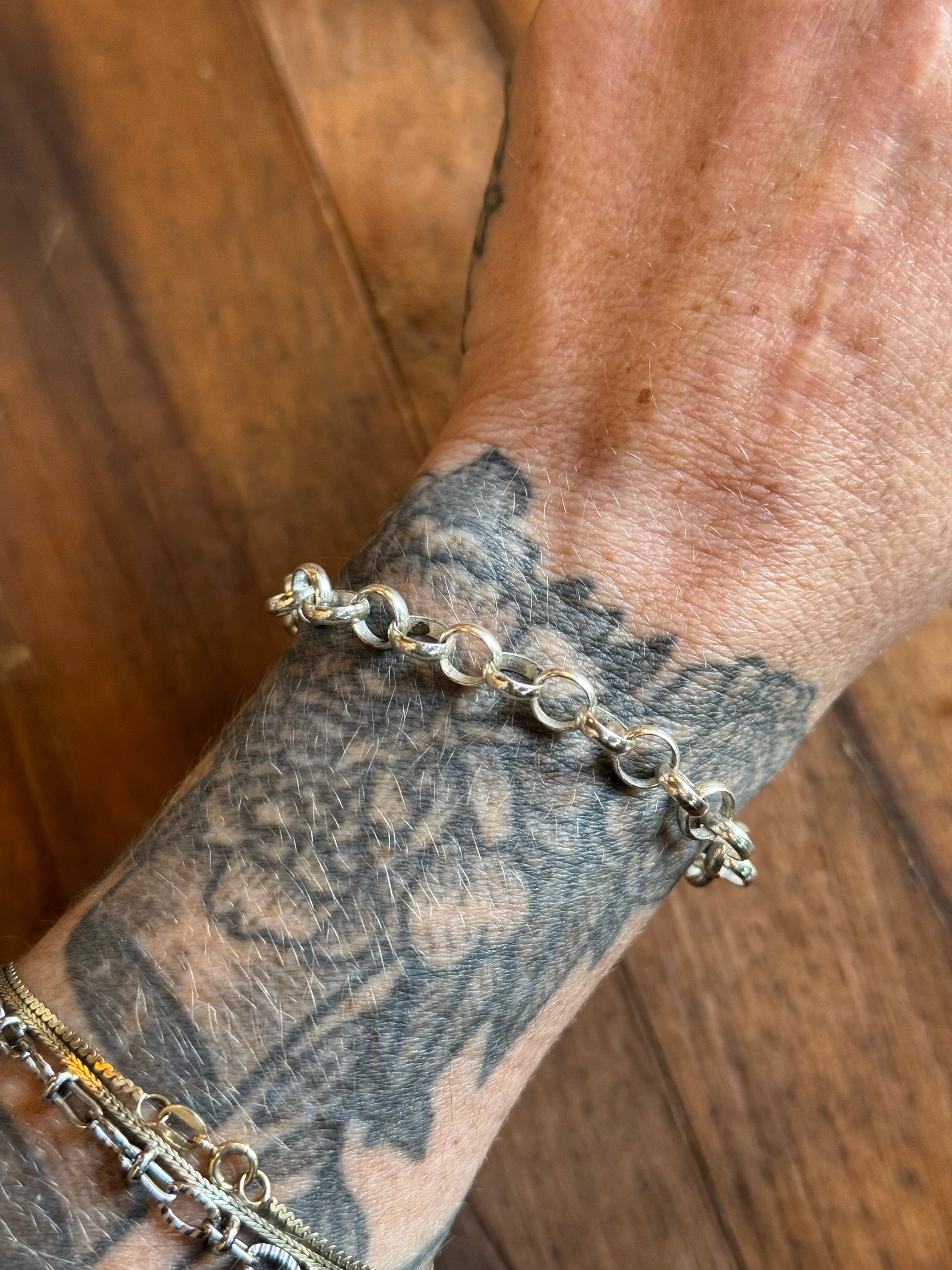 Vintage Sterling Silver Rolo Chain Bracelet