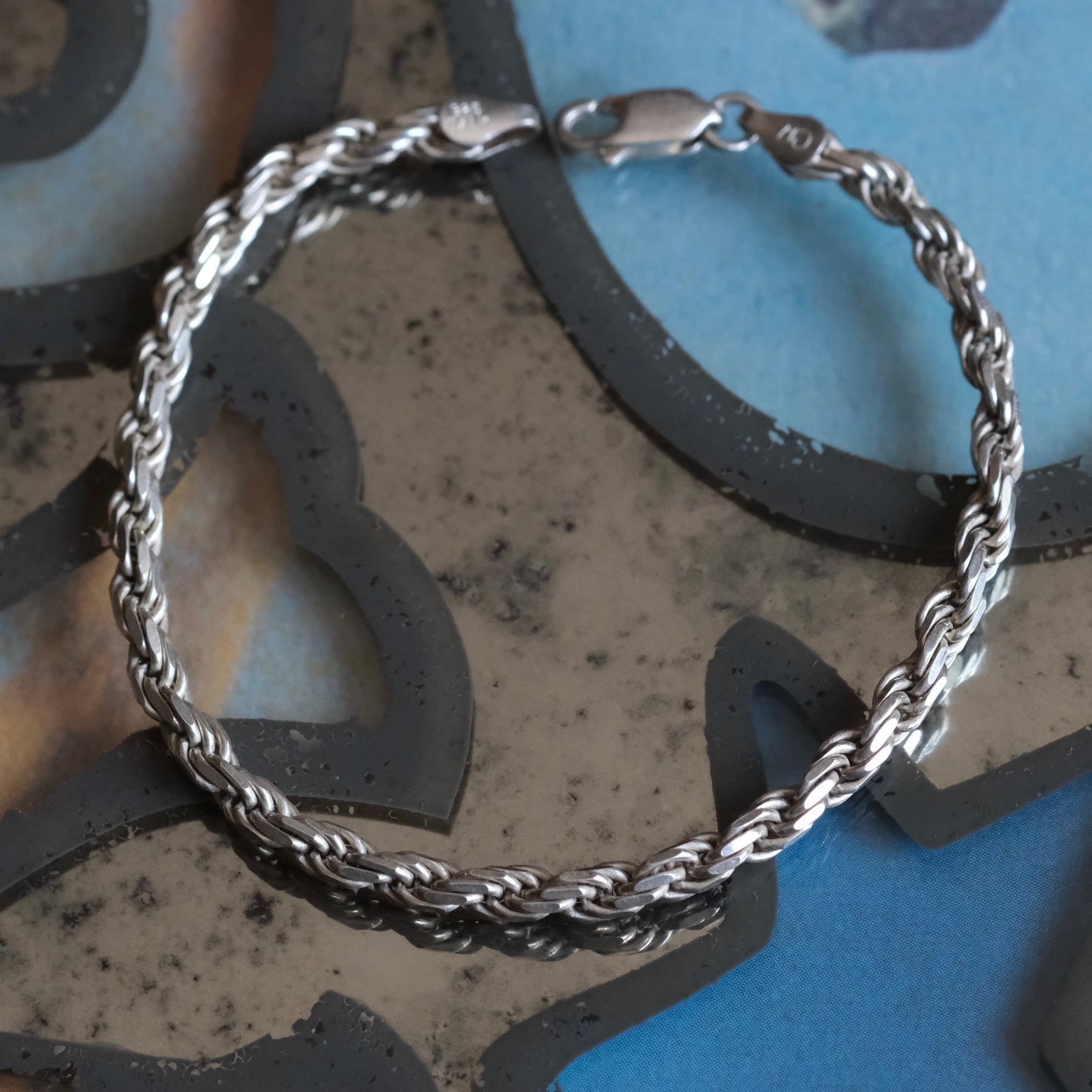 Vintage Sterling Twisted Chain Bracelet 7"