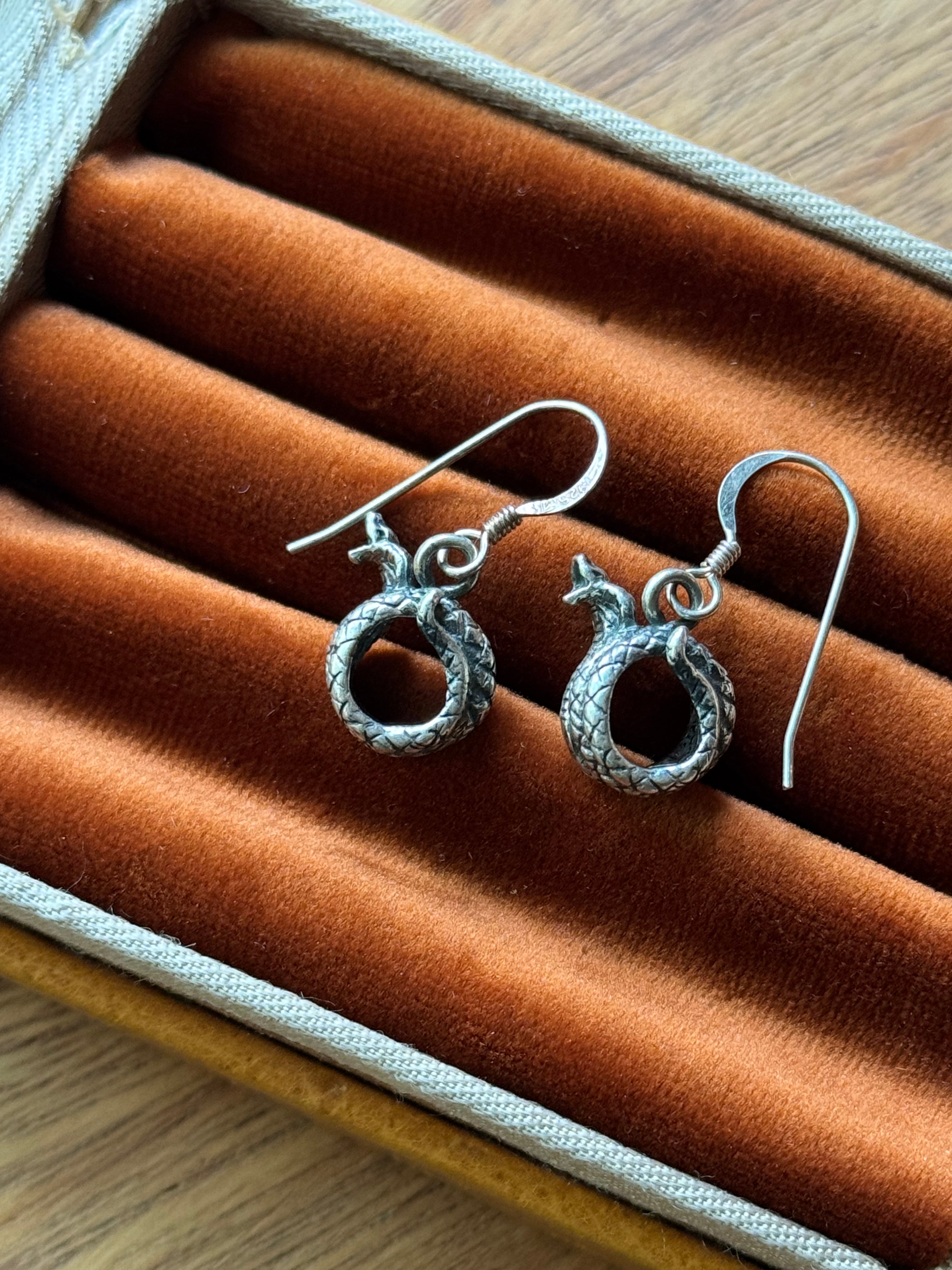 Vintage Sterling Silver Cobra Earrings