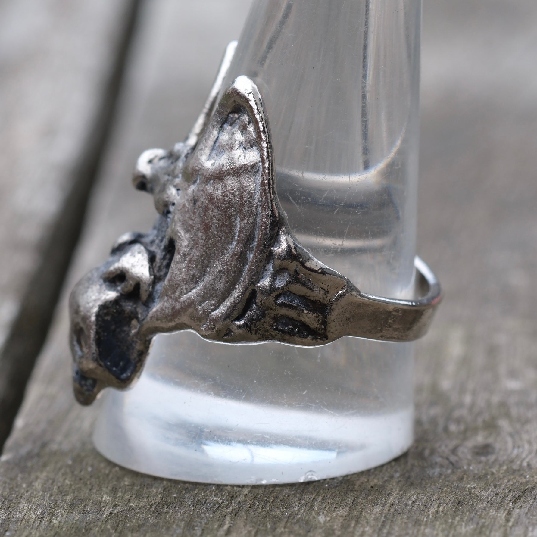 Vintage White Bronze Biker Ring 11