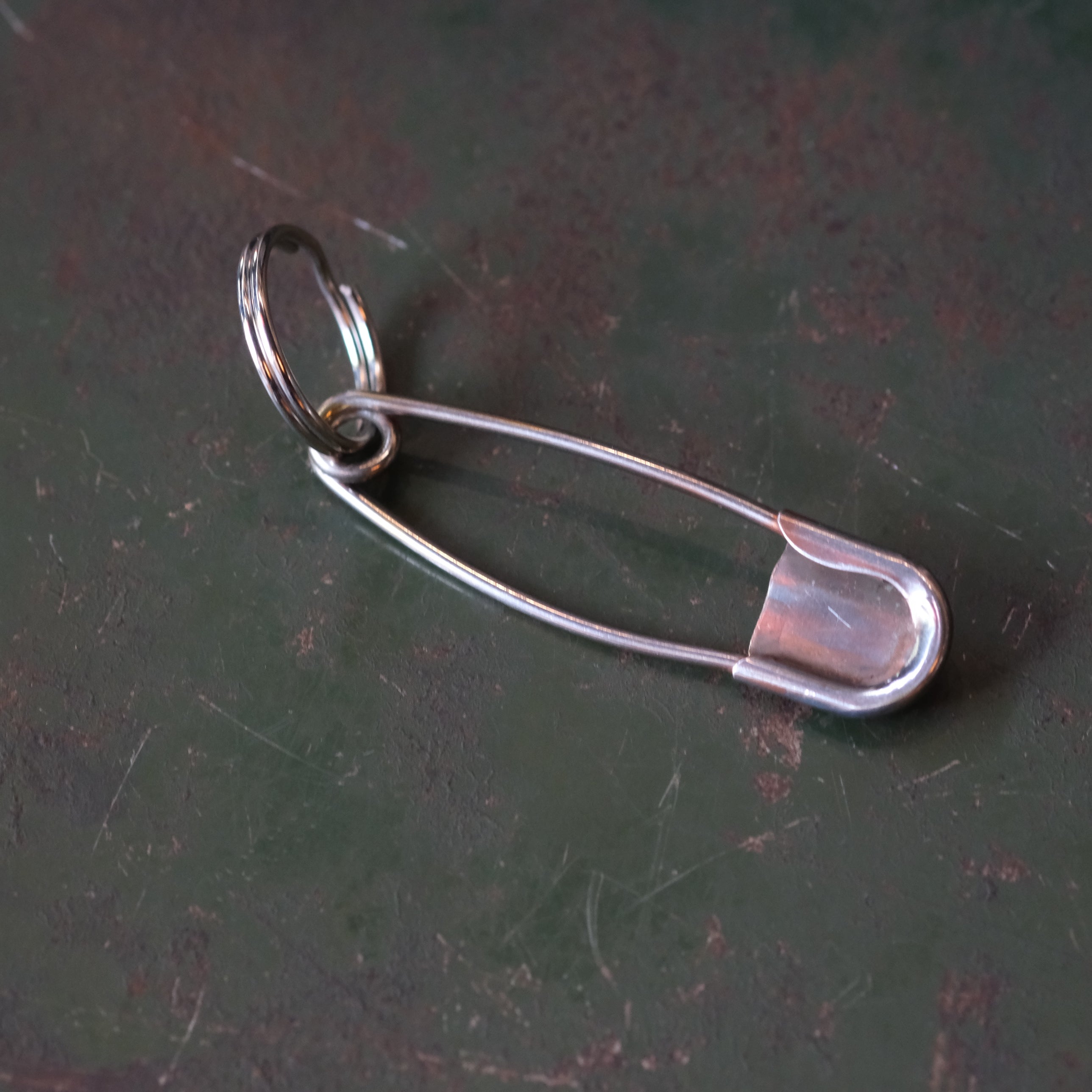 Vintage Turquoise and Coral Safety Pin Keychain 3"
