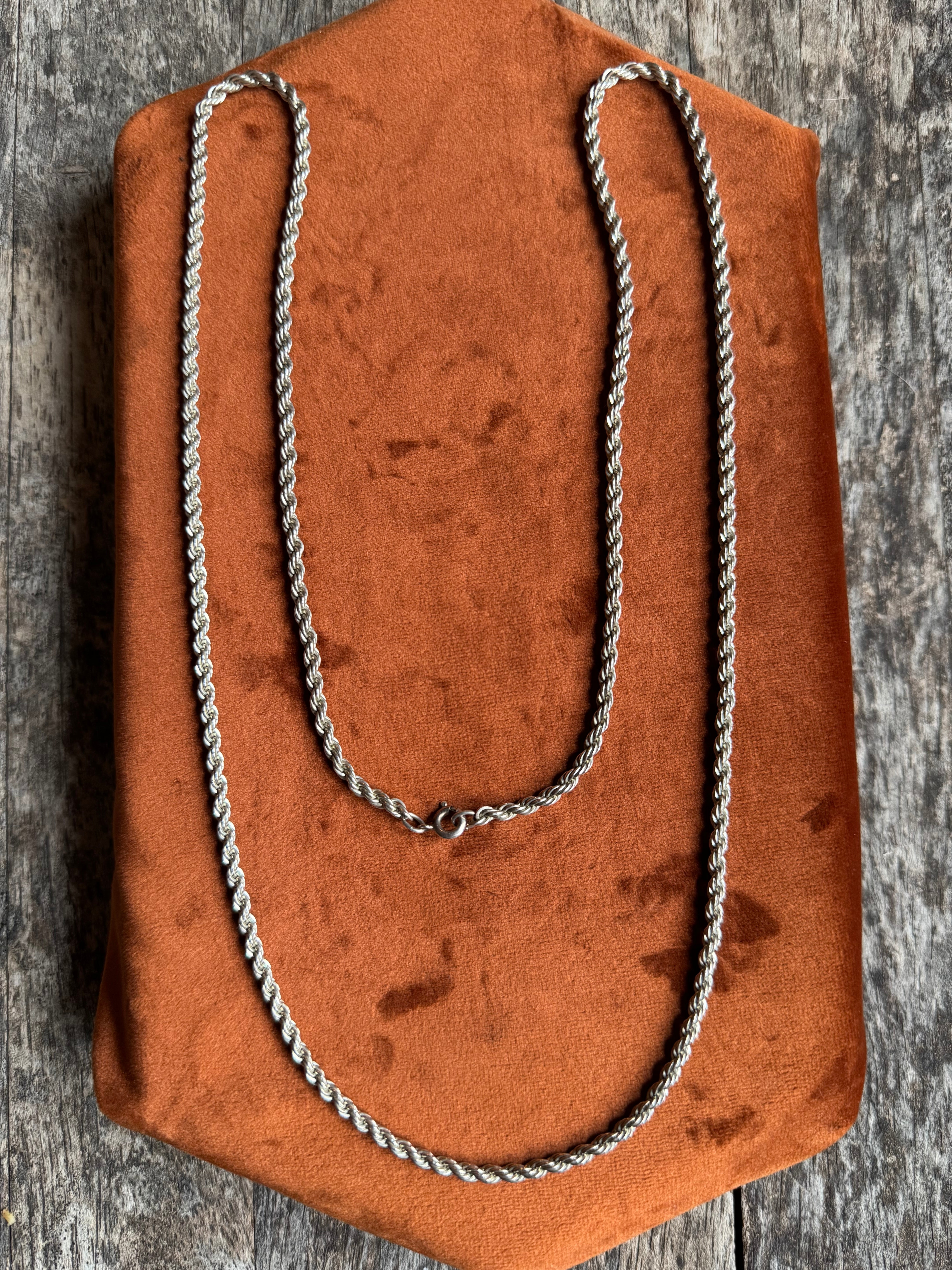 Vintage Sterling Silver 30” Rope Chain