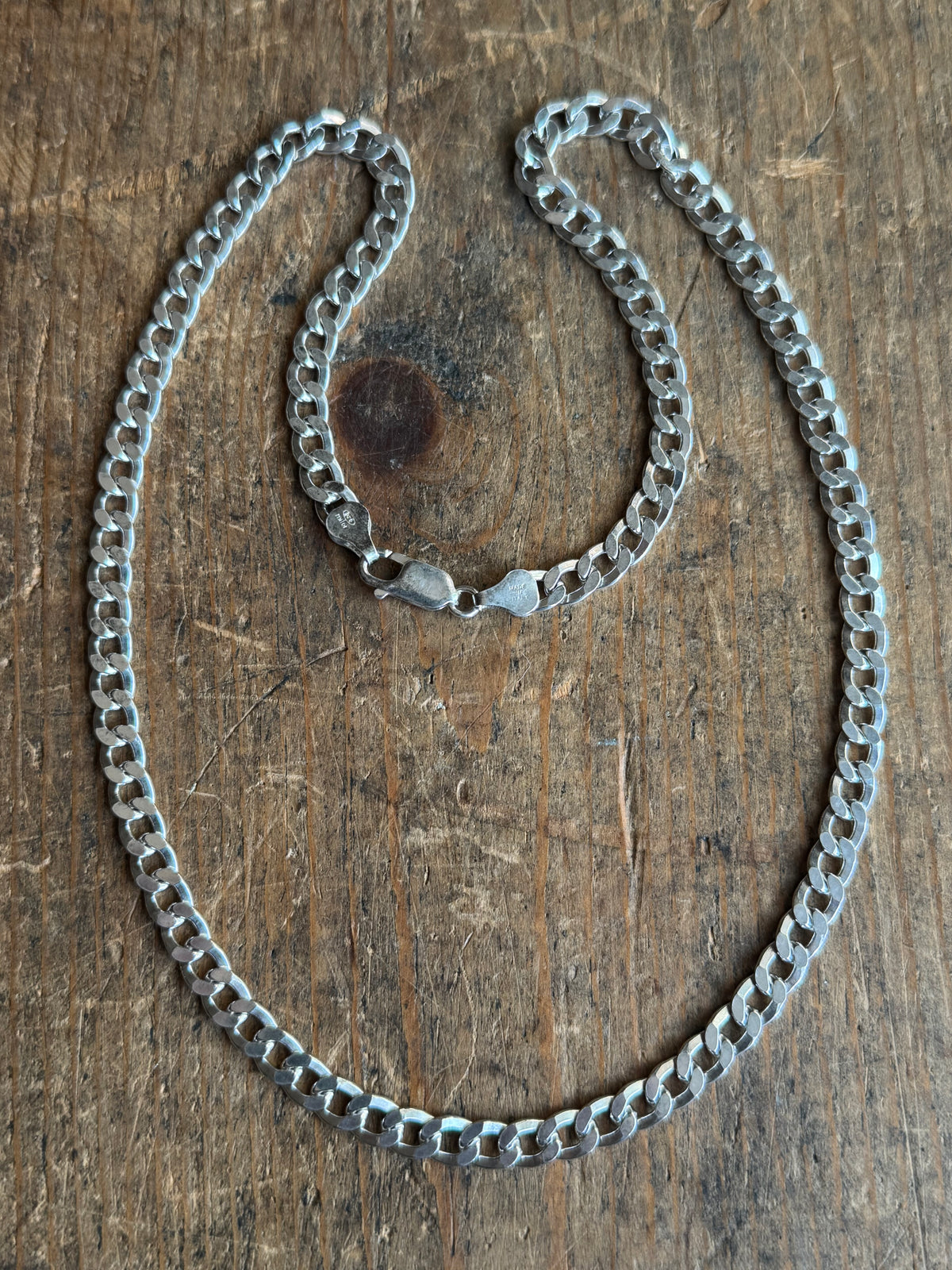 Vintage Sterling Silver 20” Curb Chain