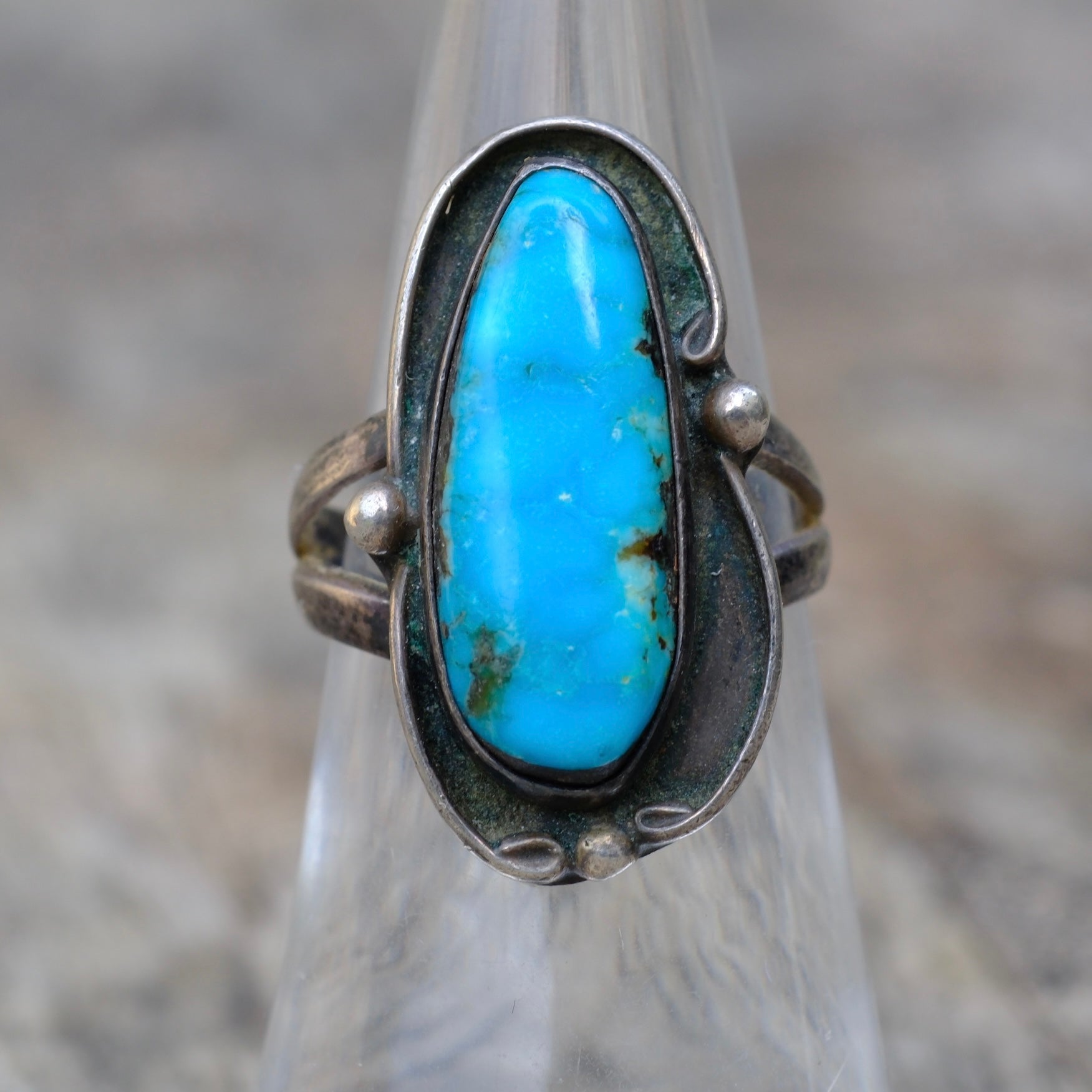Vintage Sterling Turquoise Ring 6.25